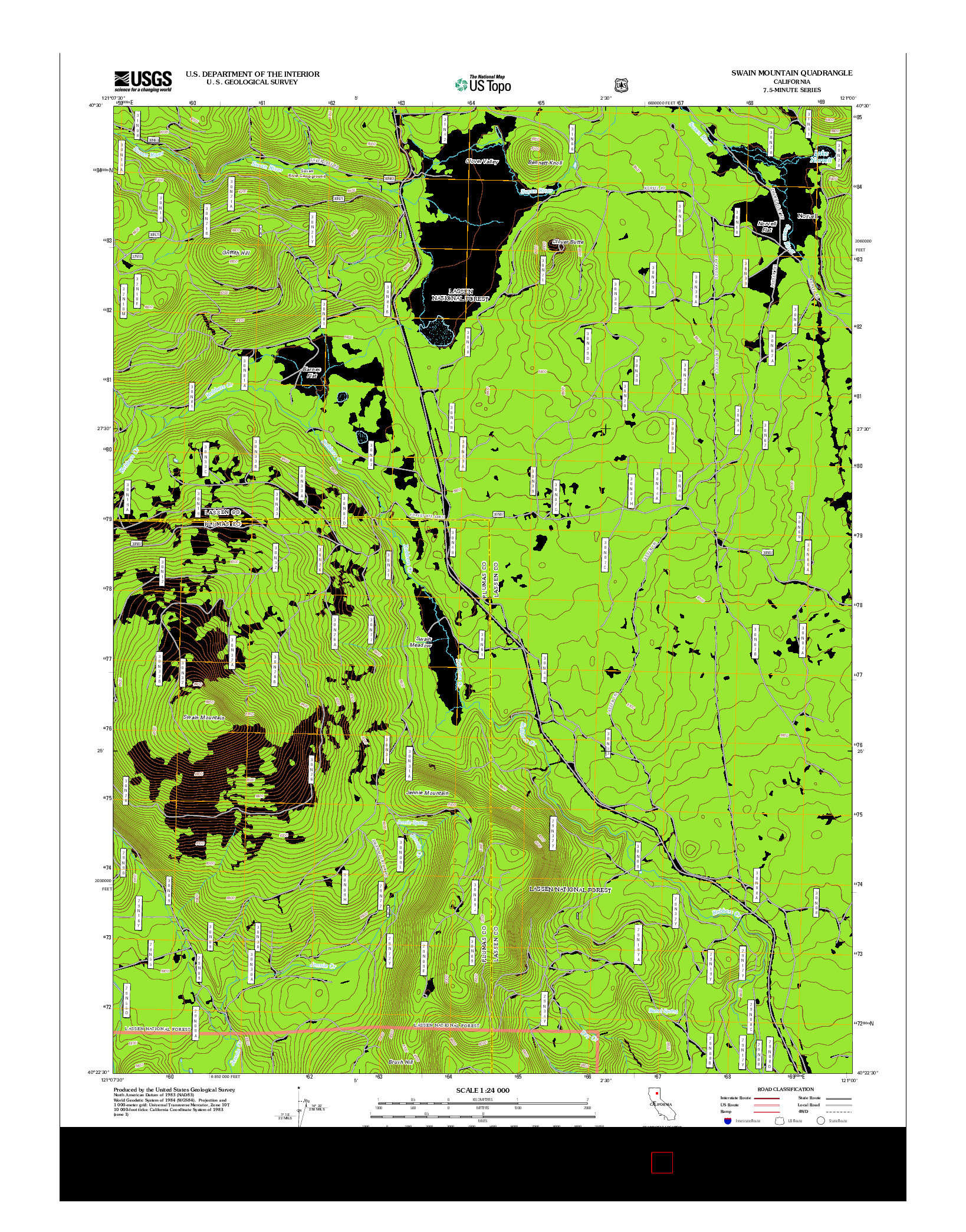 USGS US TOPO 7.5-MINUTE MAP FOR SWAIN MOUNTAIN, CA 2012