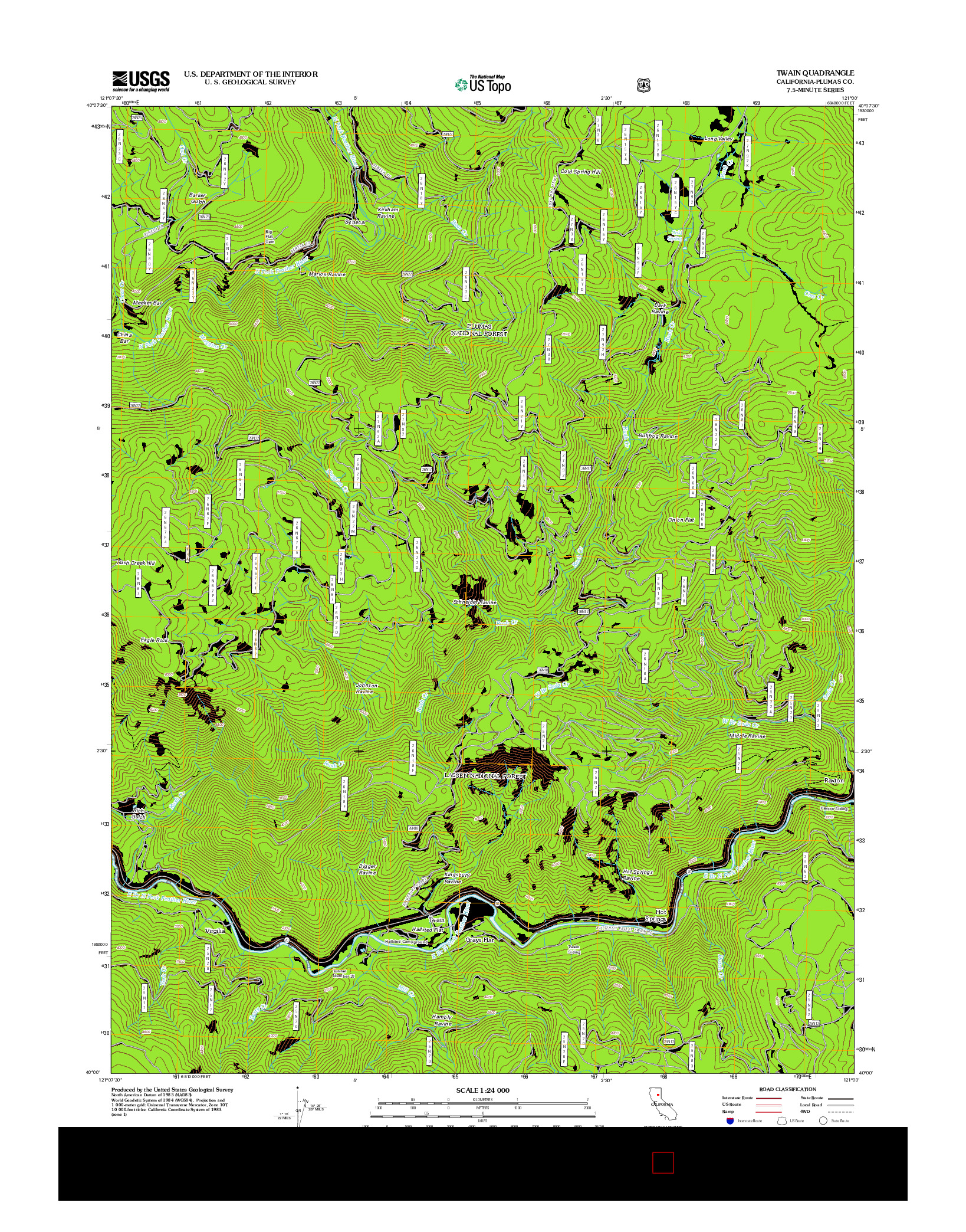 USGS US TOPO 7.5-MINUTE MAP FOR TWAIN, CA 2012