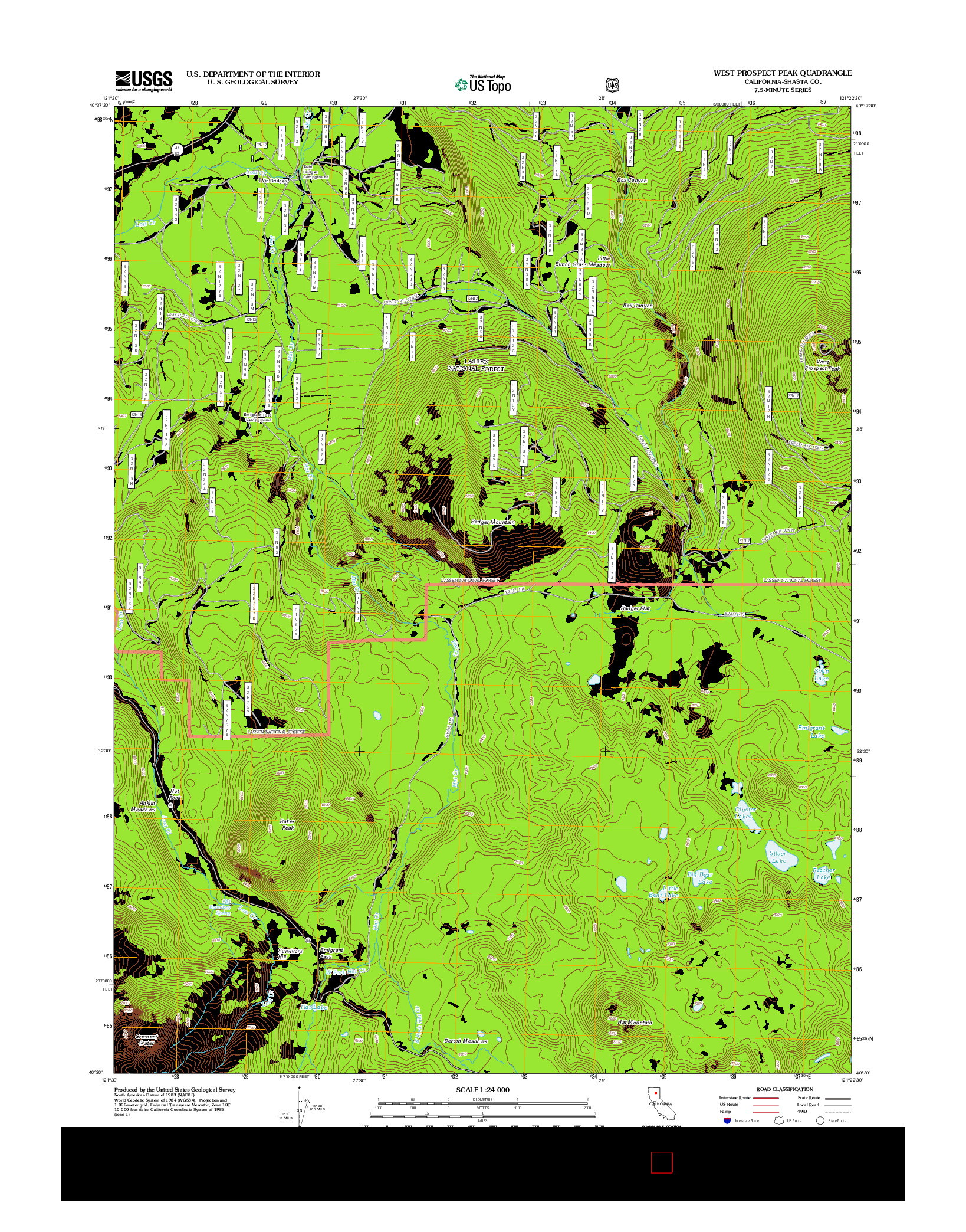 USGS US TOPO 7.5-MINUTE MAP FOR WEST PROSPECT PEAK, CA 2012