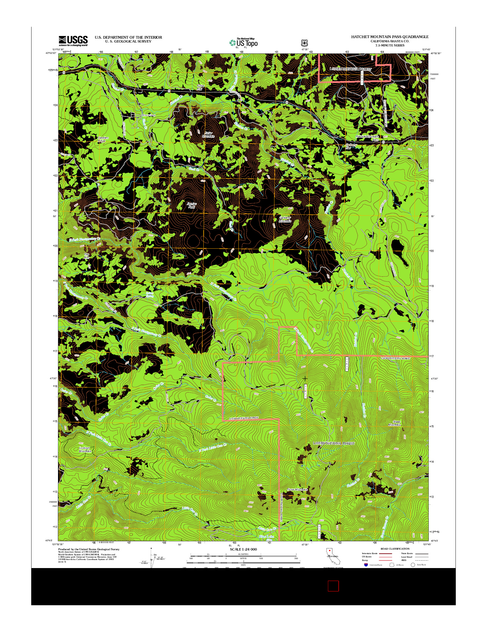 USGS US TOPO 7.5-MINUTE MAP FOR HATCHET MOUNTAIN PASS, CA 2012