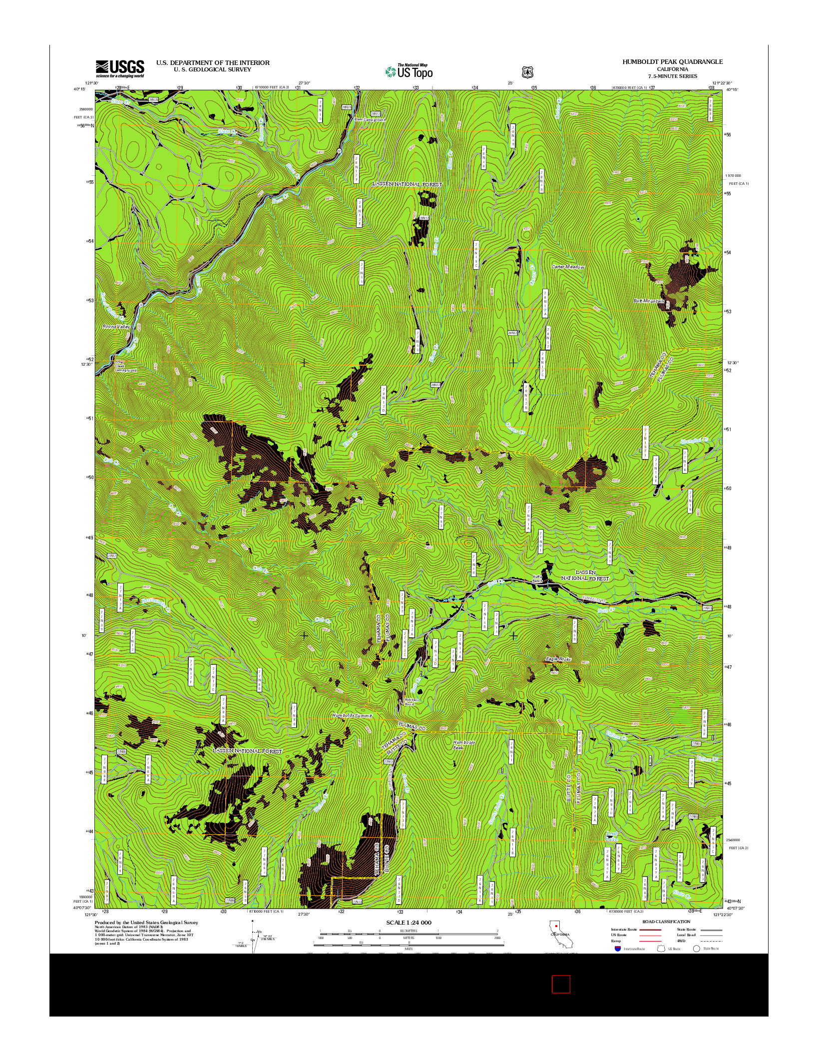 USGS US TOPO 7.5-MINUTE MAP FOR HUMBOLDT PEAK, CA 2012