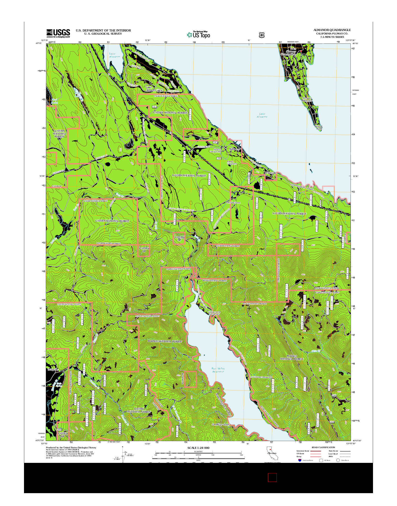 USGS US TOPO 7.5-MINUTE MAP FOR ALMANOR, CA 2012