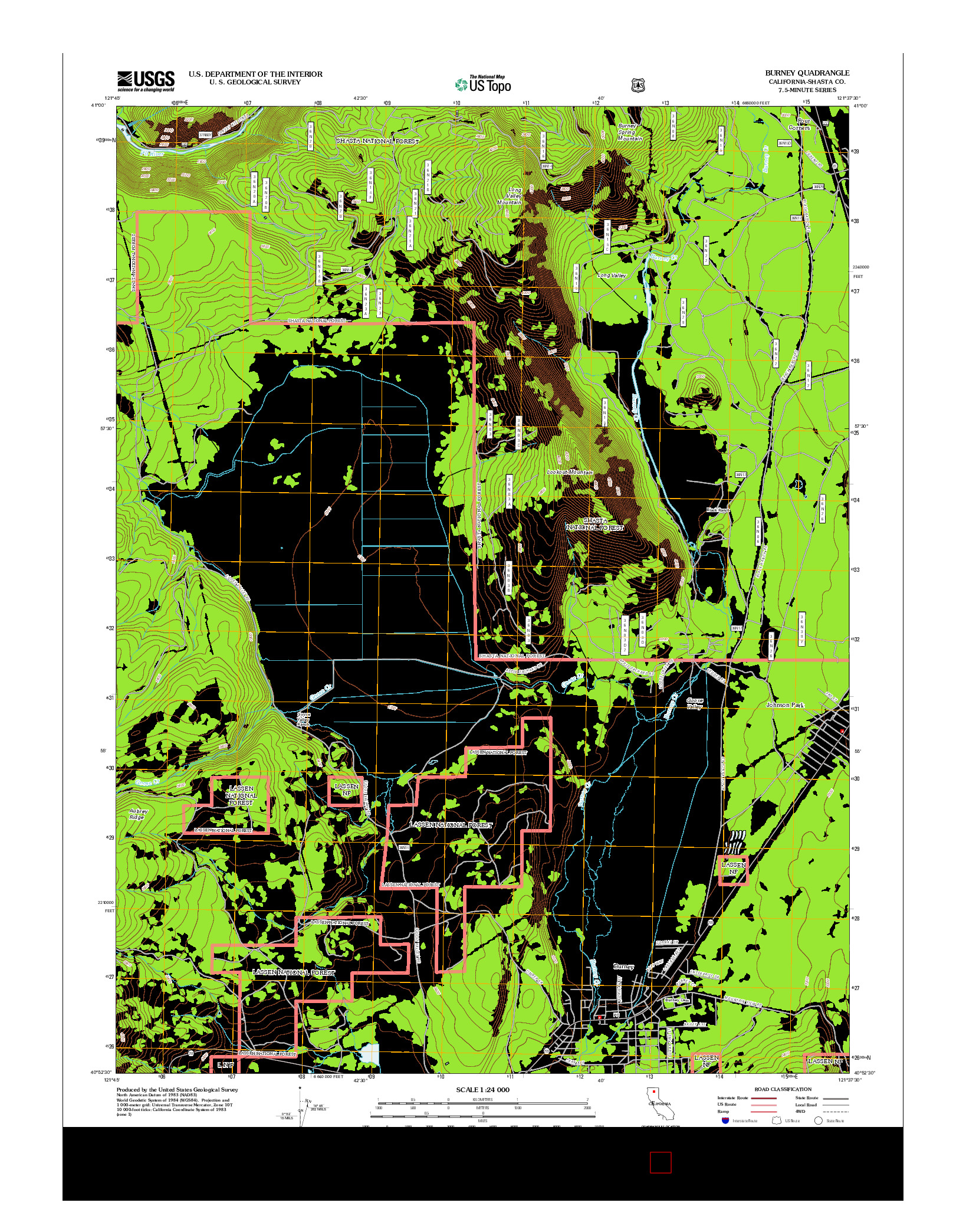 USGS US TOPO 7.5-MINUTE MAP FOR BURNEY, CA 2012