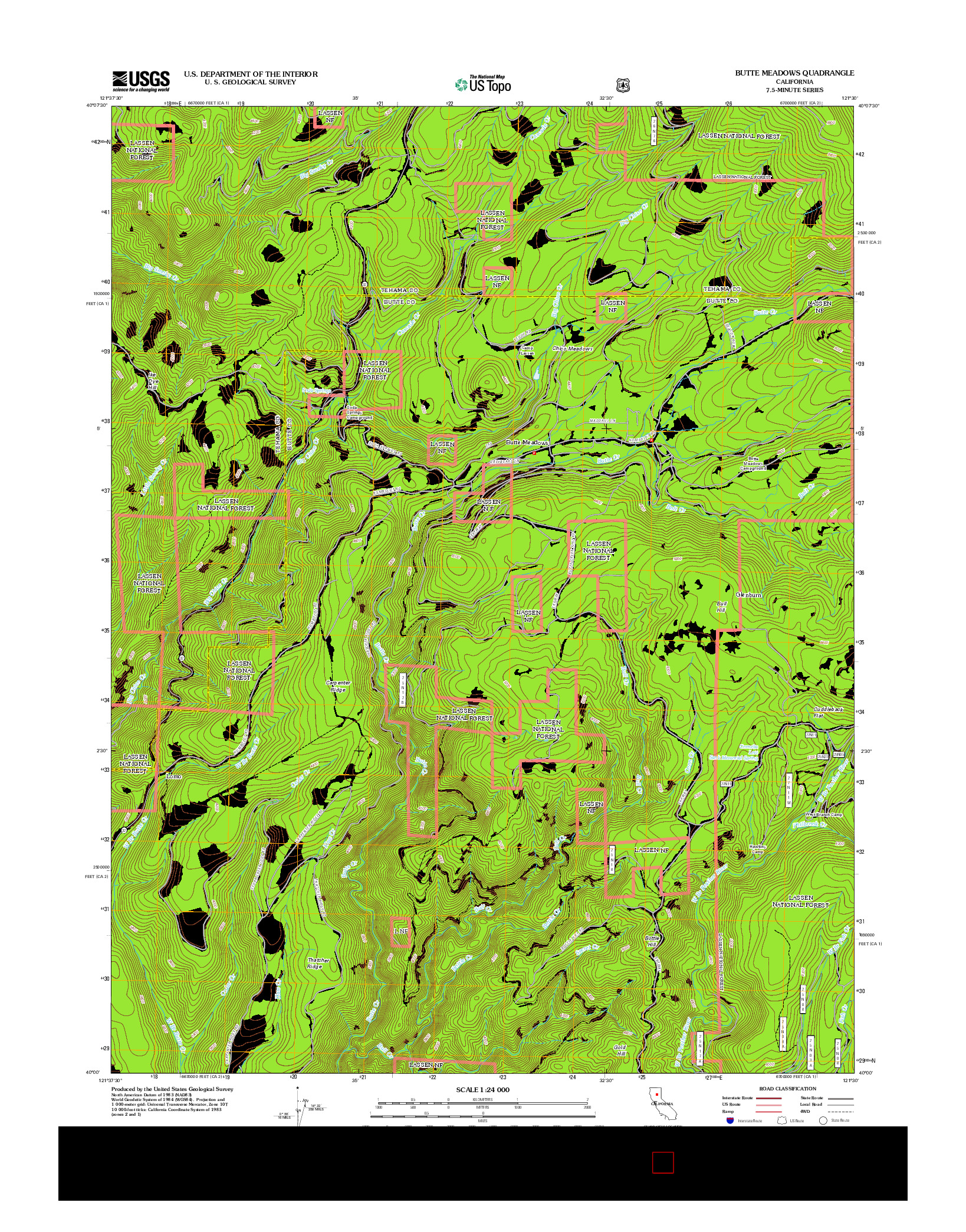USGS US TOPO 7.5-MINUTE MAP FOR BUTTE MEADOWS, CA 2012