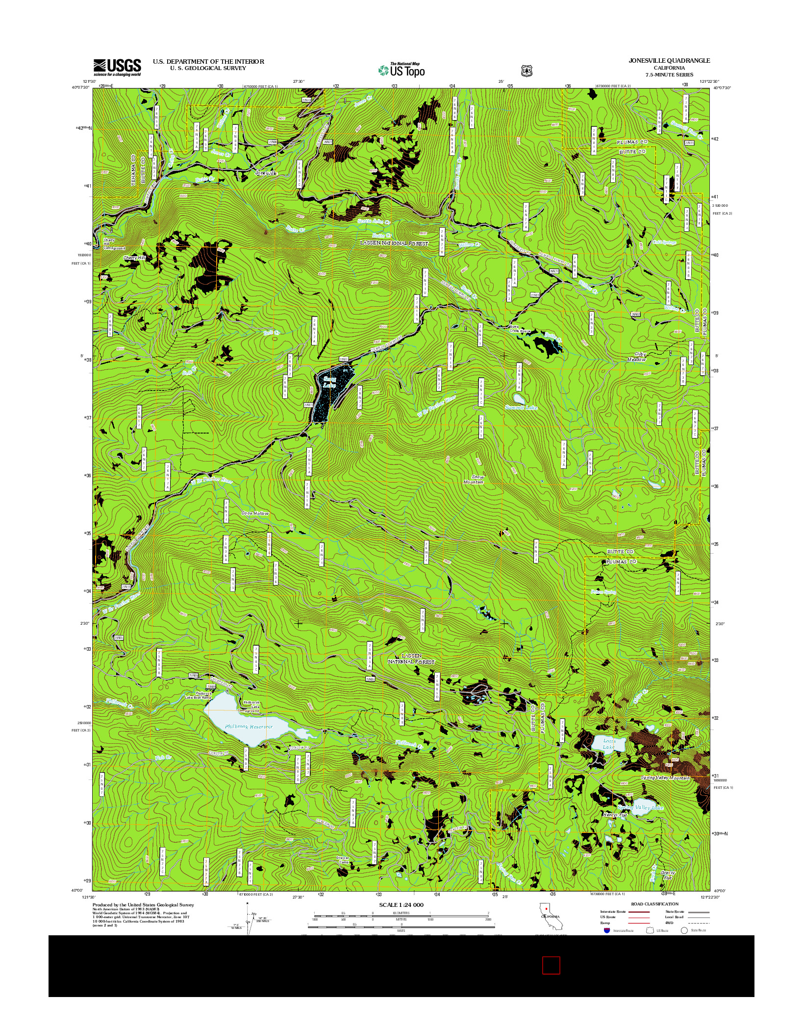 USGS US TOPO 7.5-MINUTE MAP FOR JONESVILLE, CA 2012