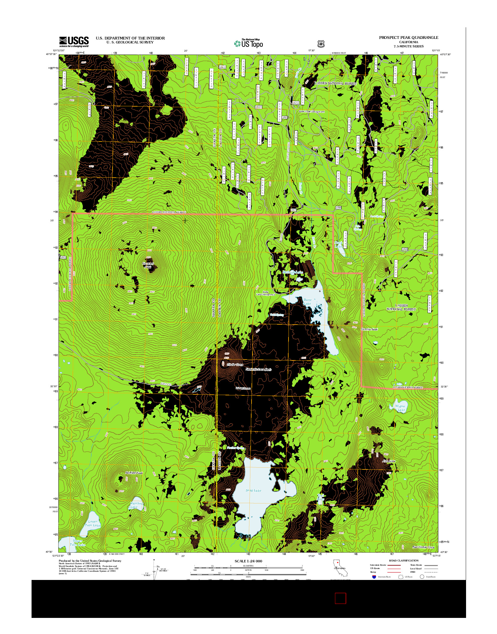 USGS US TOPO 7.5-MINUTE MAP FOR PROSPECT PEAK, CA 2012