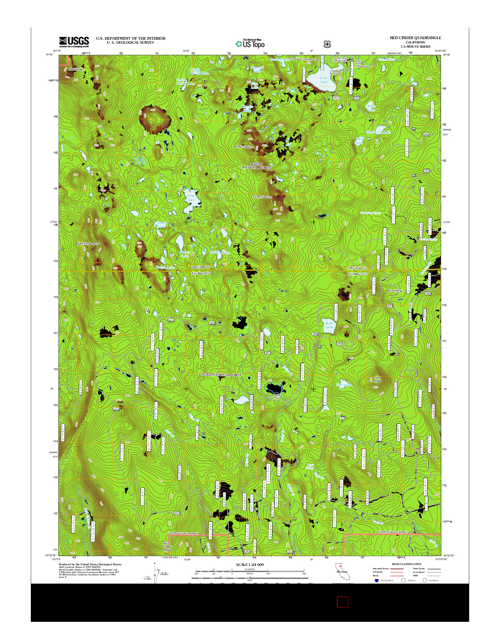 USGS US TOPO 7.5-MINUTE MAP FOR RED CINDER, CA 2012