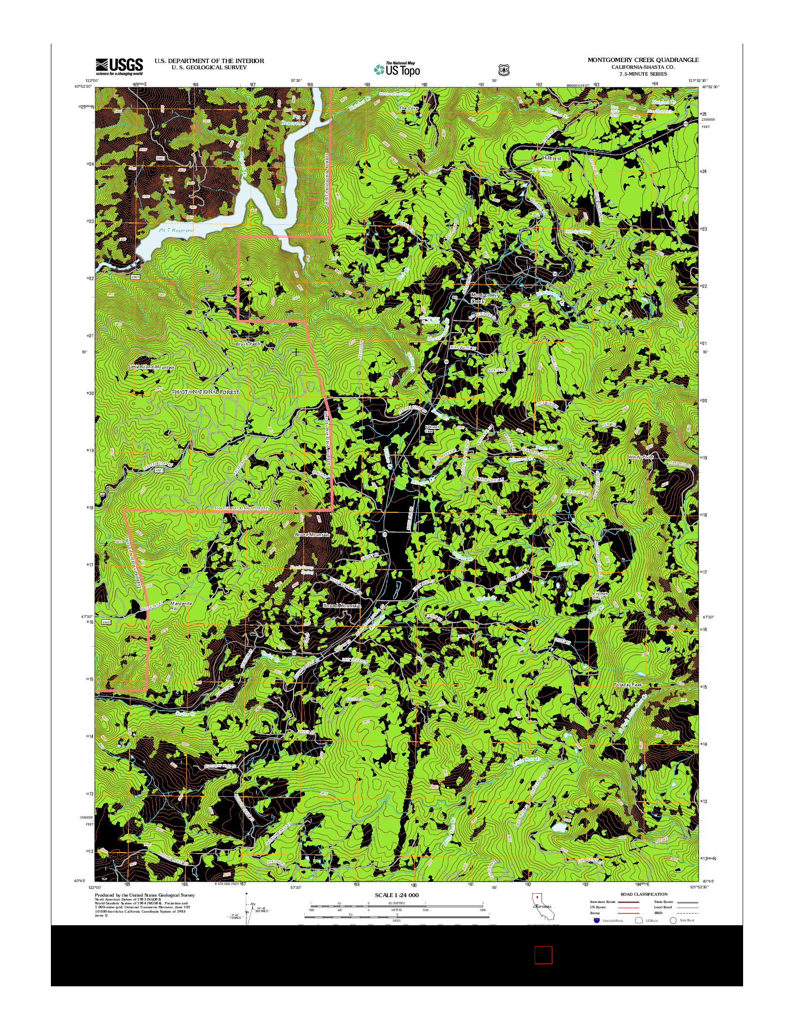 USGS US TOPO 7.5-MINUTE MAP FOR MONTGOMERY CREEK, CA 2012