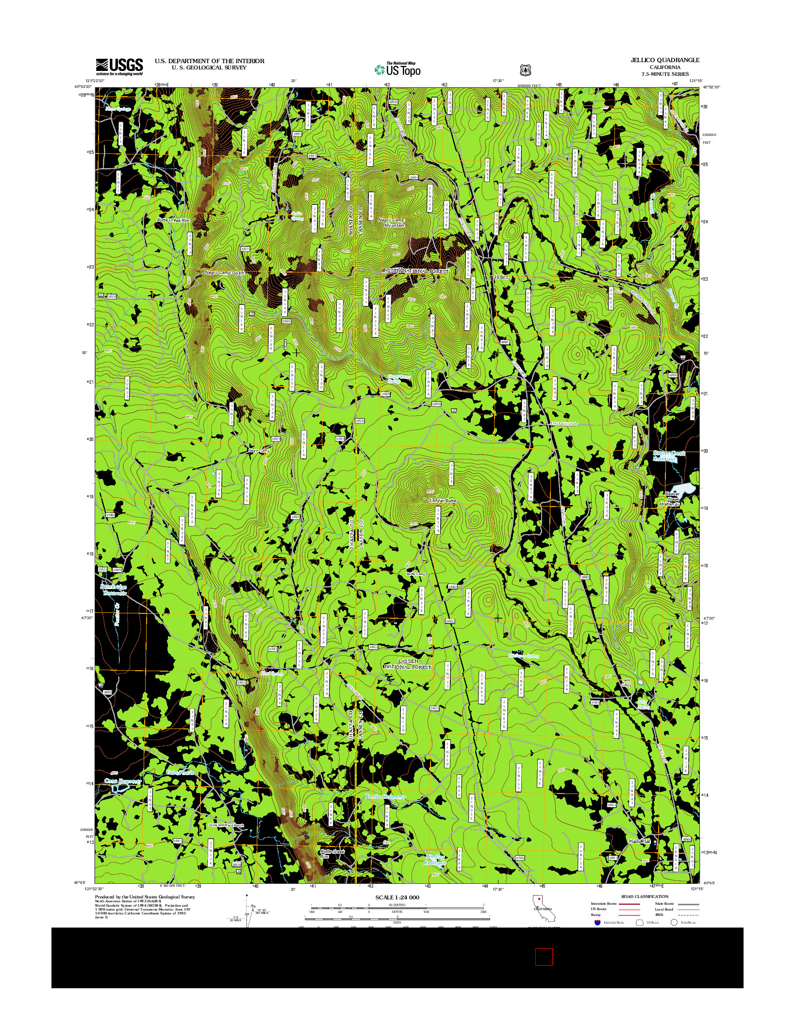 USGS US TOPO 7.5-MINUTE MAP FOR JELLICO, CA 2012