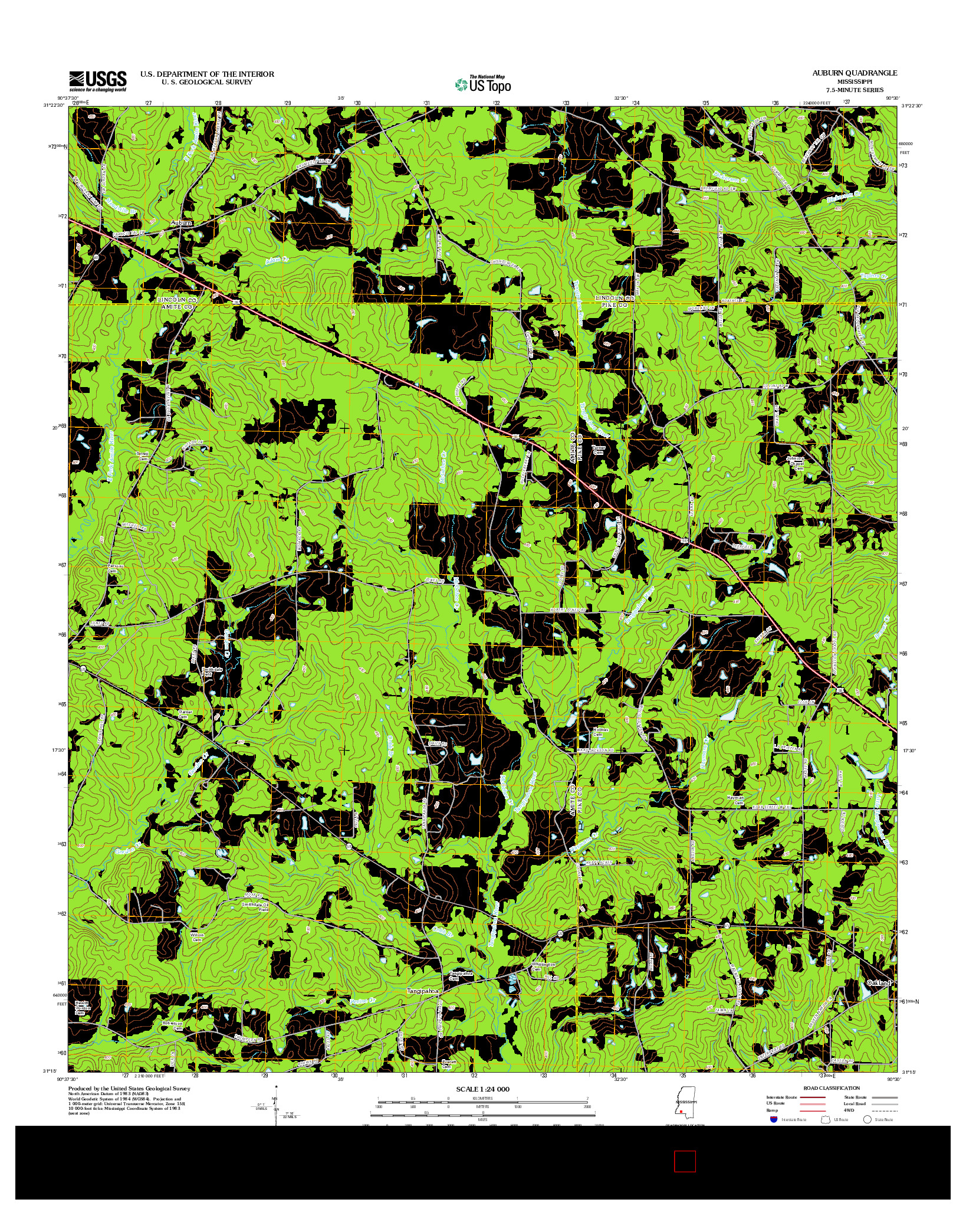 USGS US TOPO 7.5-MINUTE MAP FOR AUBURN, MS 2012