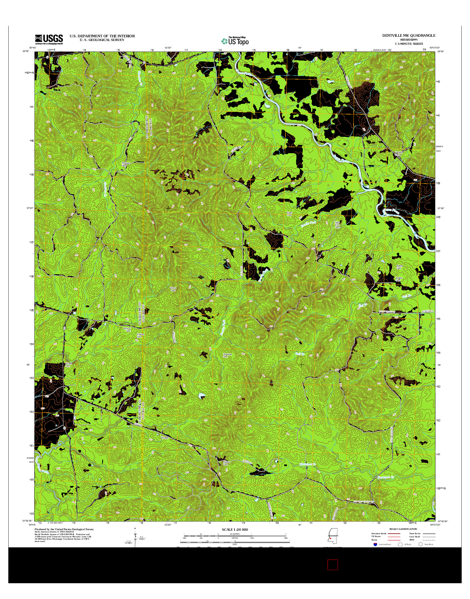 USGS US TOPO 7.5-MINUTE MAP FOR DENTVILLE NW, MS 2012