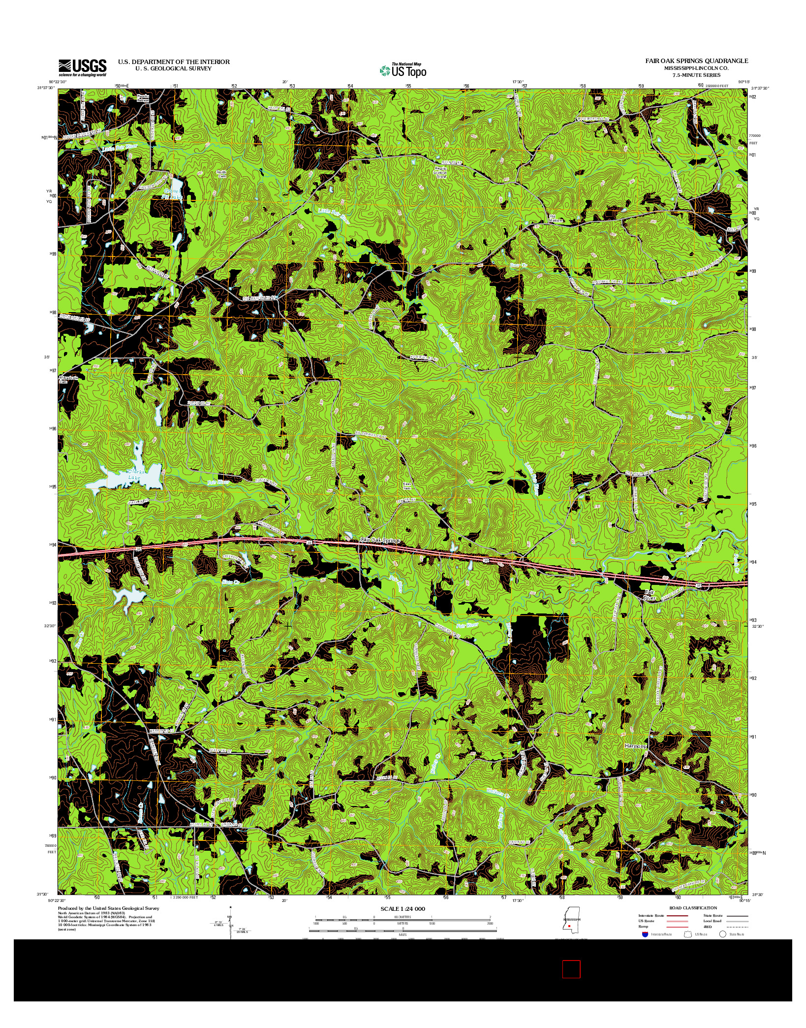 USGS US TOPO 7.5-MINUTE MAP FOR FAIR OAK SPRINGS, MS 2012