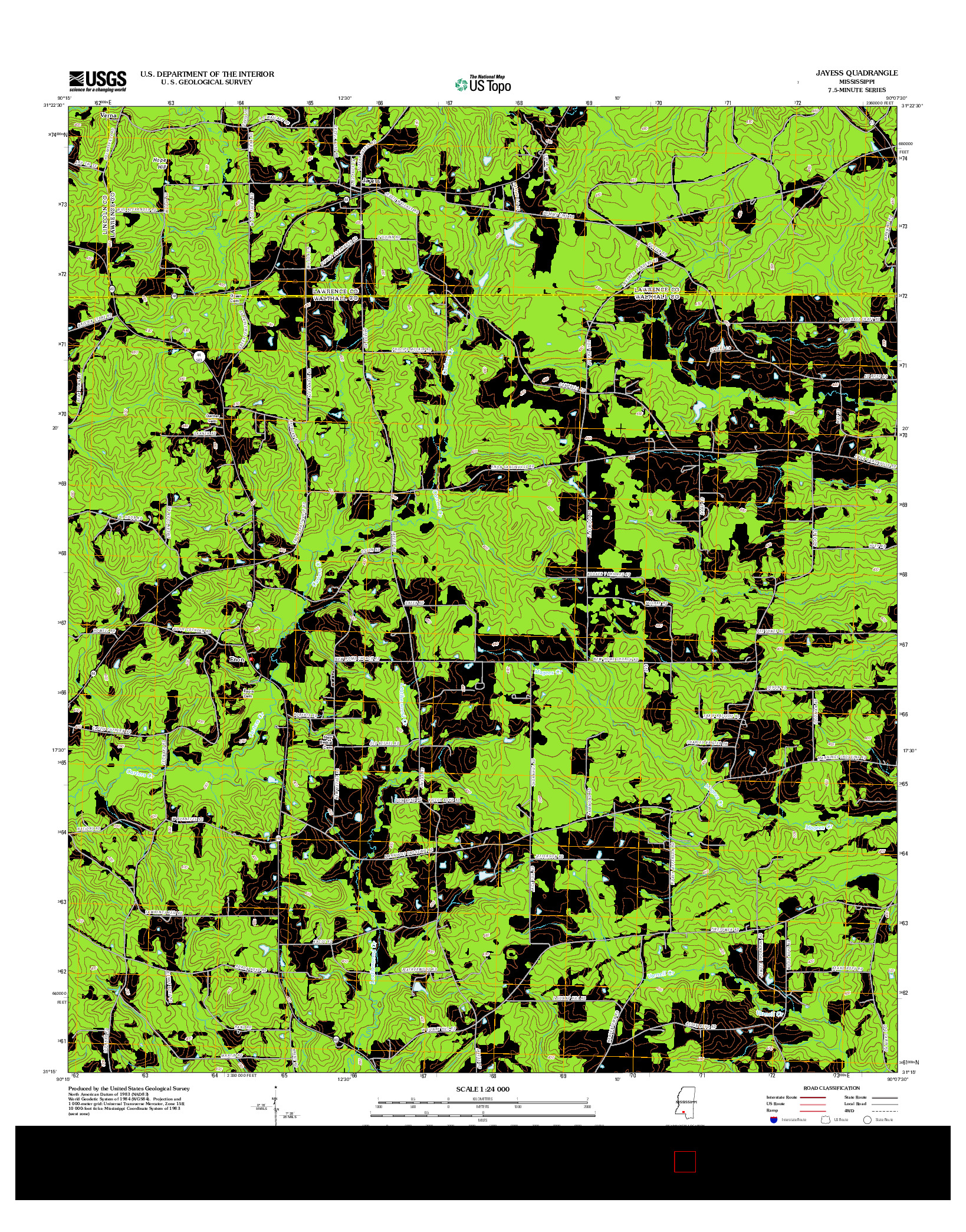 USGS US TOPO 7.5-MINUTE MAP FOR JAYESS, MS 2012