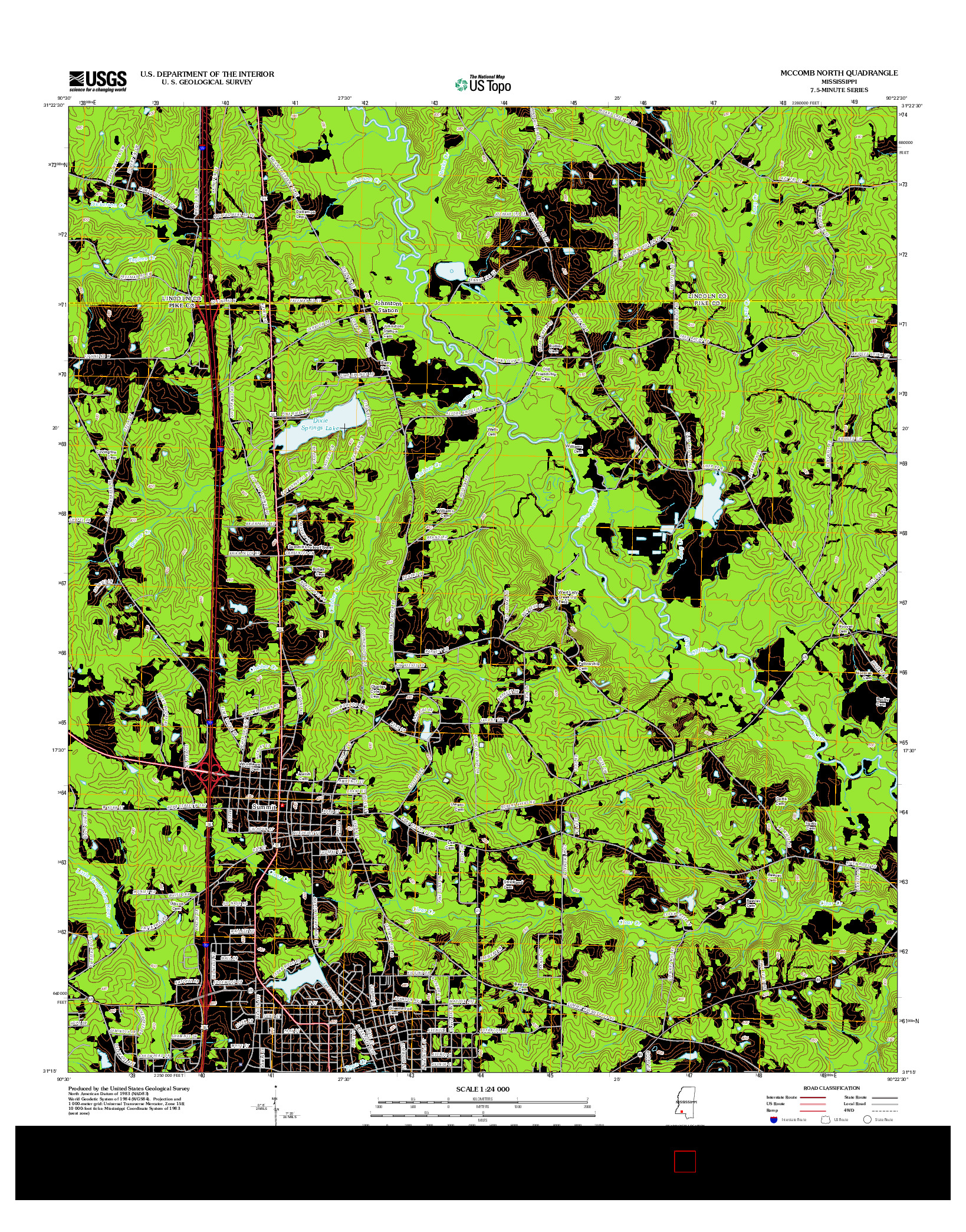 USGS US TOPO 7.5-MINUTE MAP FOR MCCOMB NORTH, MS 2012
