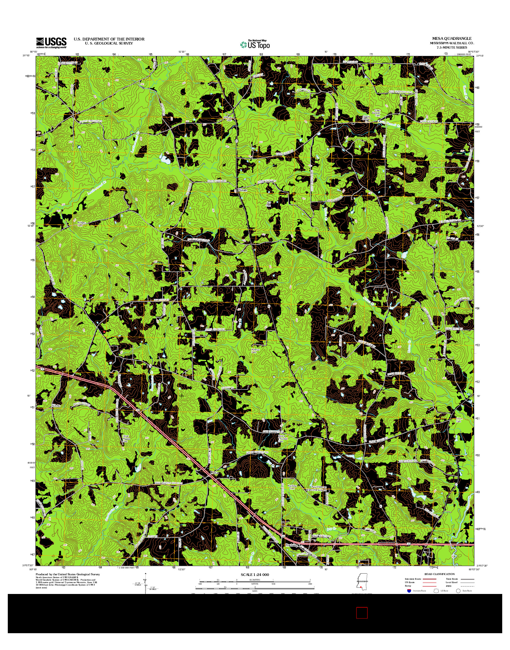 USGS US TOPO 7.5-MINUTE MAP FOR MESA, MS 2012