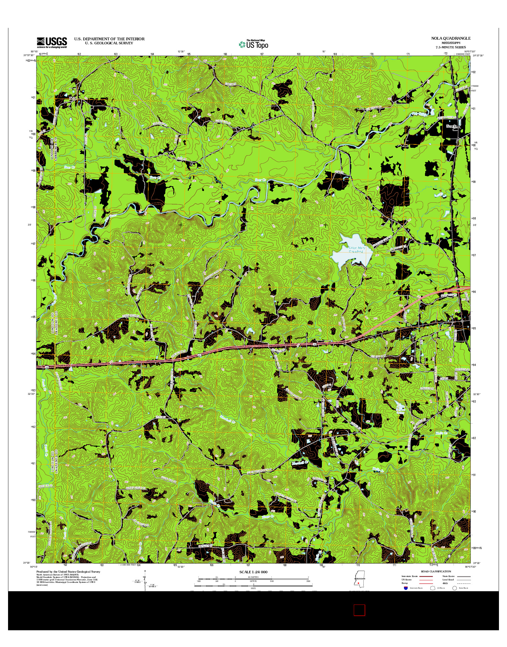 USGS US TOPO 7.5-MINUTE MAP FOR NOLA, MS 2012