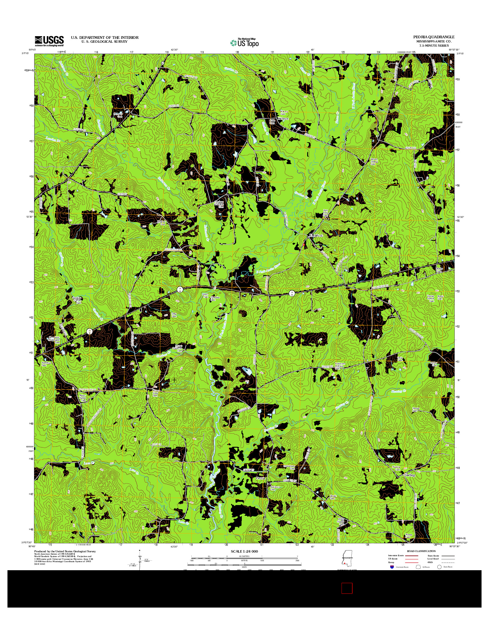 USGS US TOPO 7.5-MINUTE MAP FOR PEORIA, MS 2012