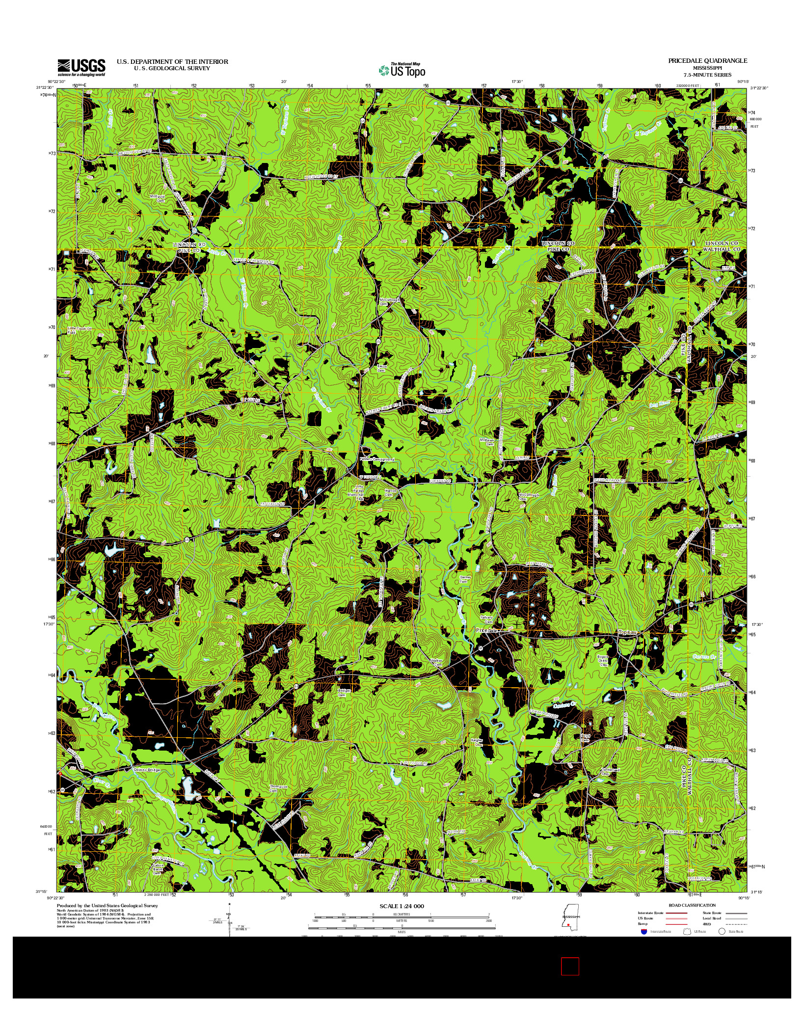 USGS US TOPO 7.5-MINUTE MAP FOR PRICEDALE, MS 2012