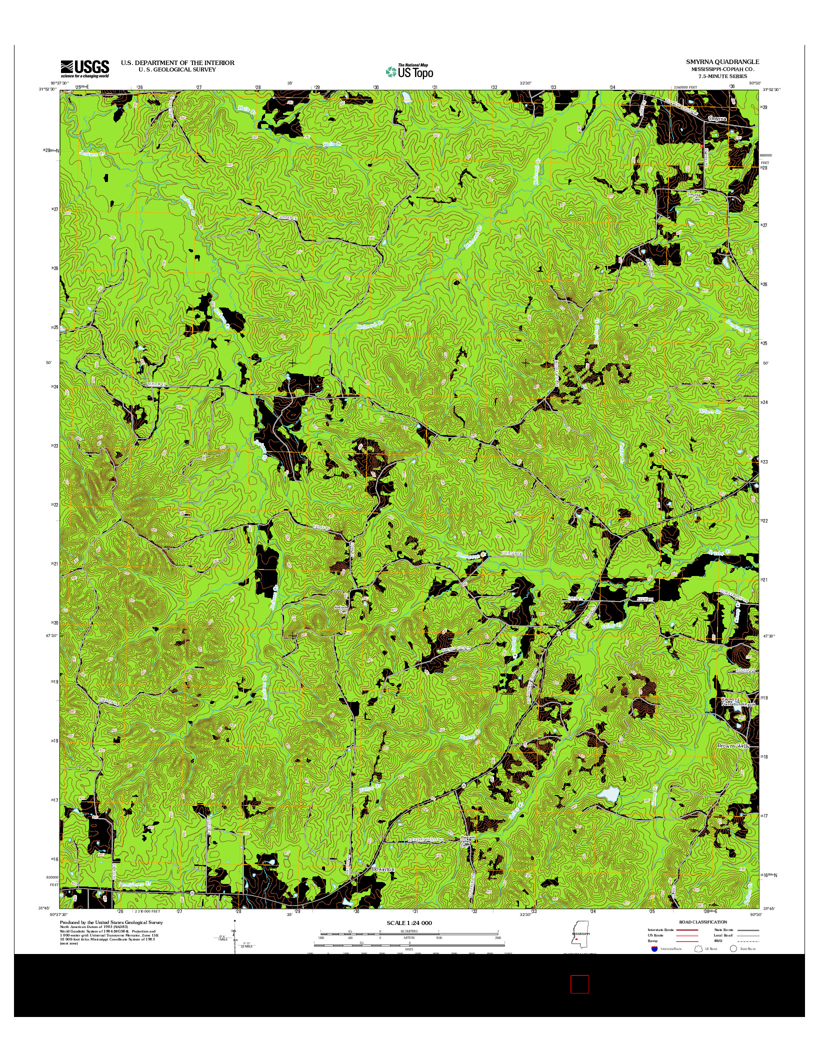 USGS US TOPO 7.5-MINUTE MAP FOR SMYRNA, MS 2012