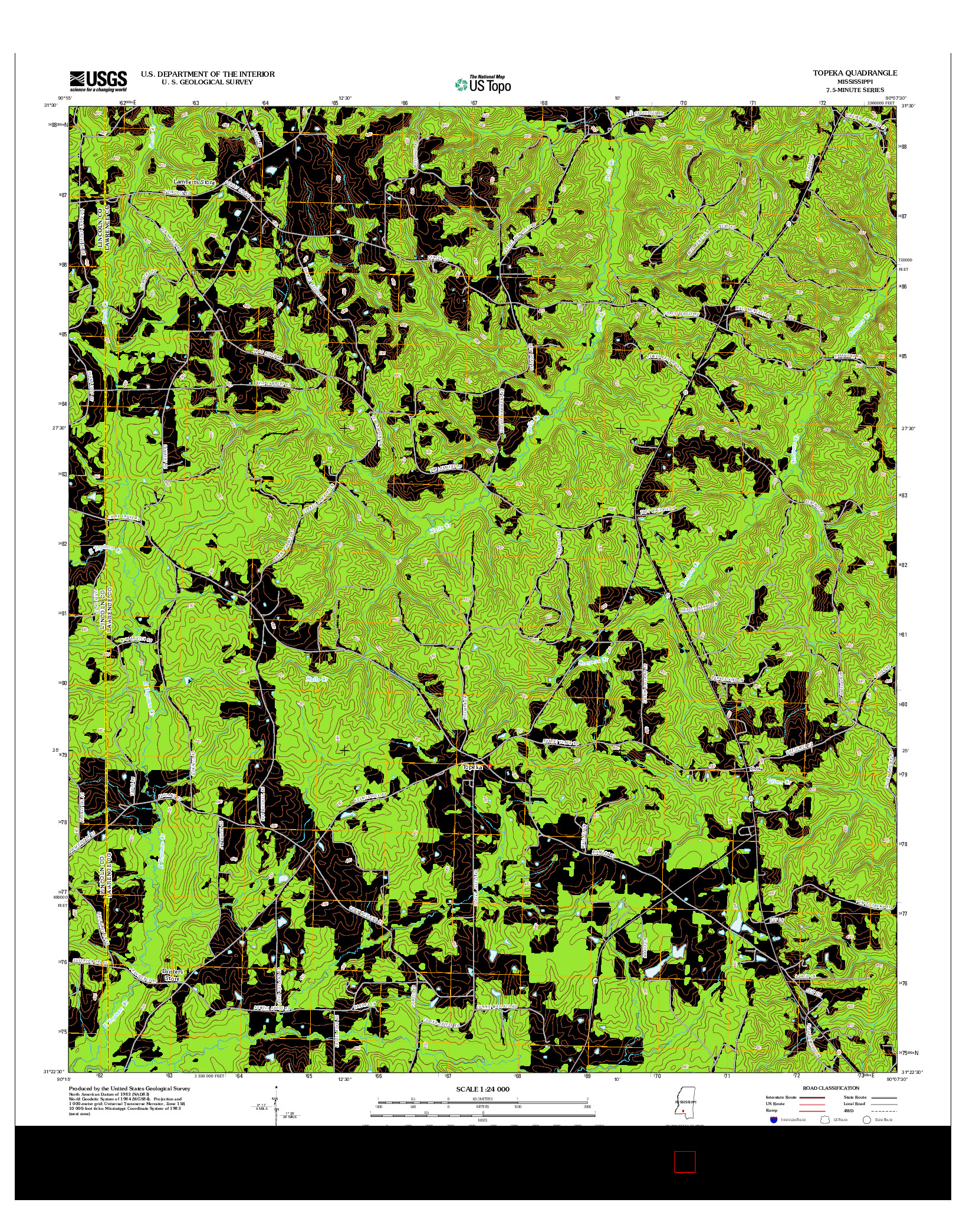 USGS US TOPO 7.5-MINUTE MAP FOR TOPEKA, MS 2012