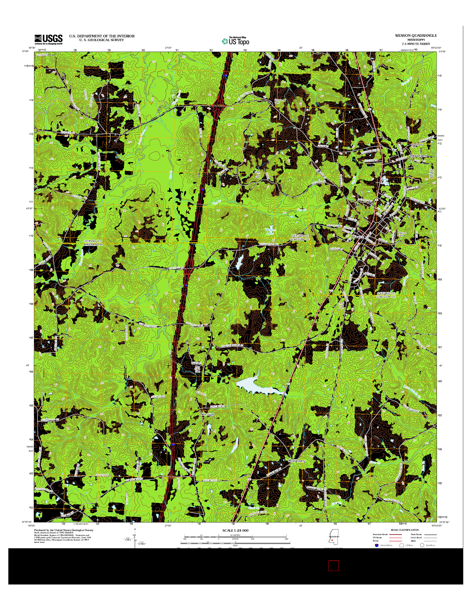 USGS US TOPO 7.5-MINUTE MAP FOR WESSON, MS 2012