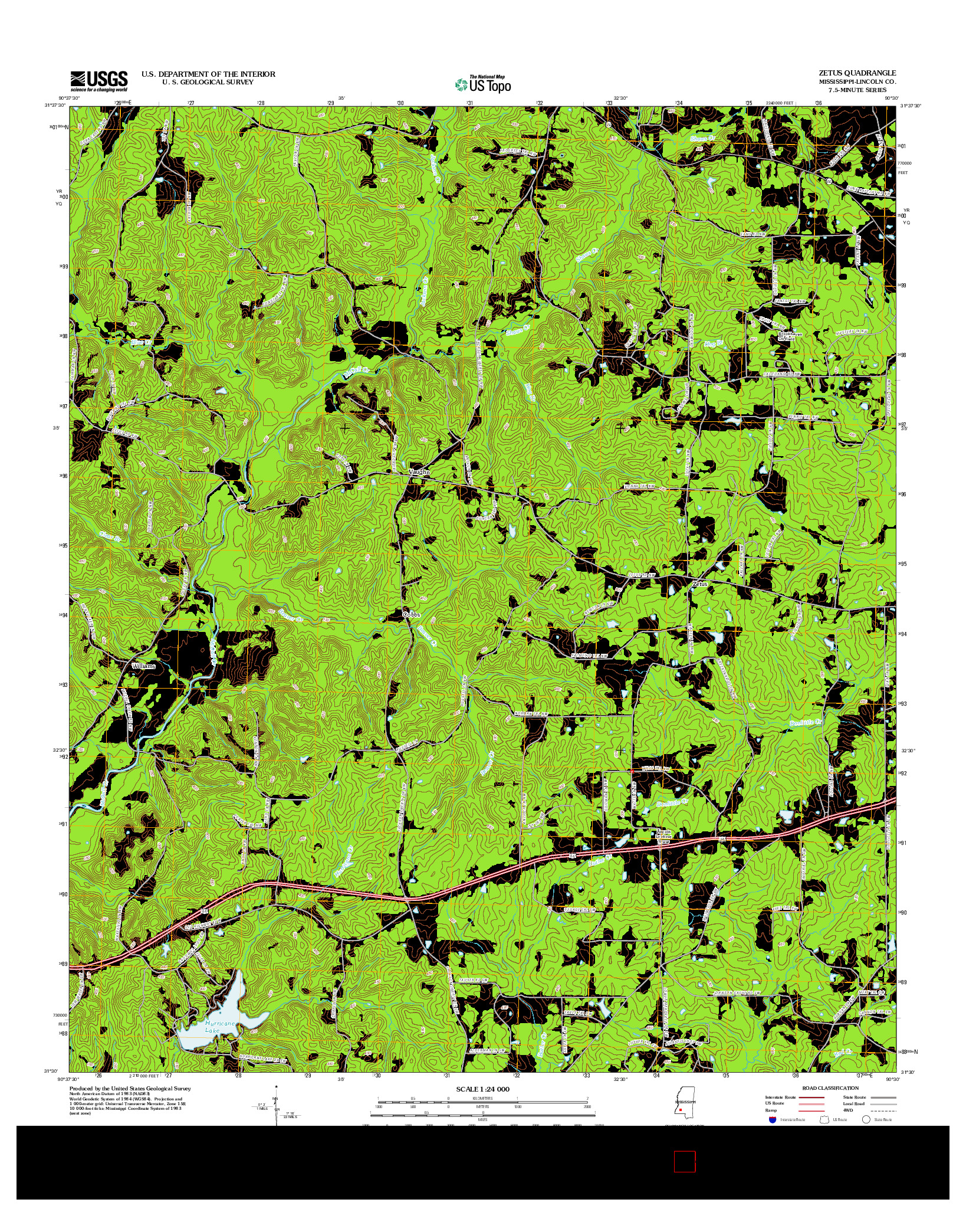 USGS US TOPO 7.5-MINUTE MAP FOR ZETUS, MS 2012