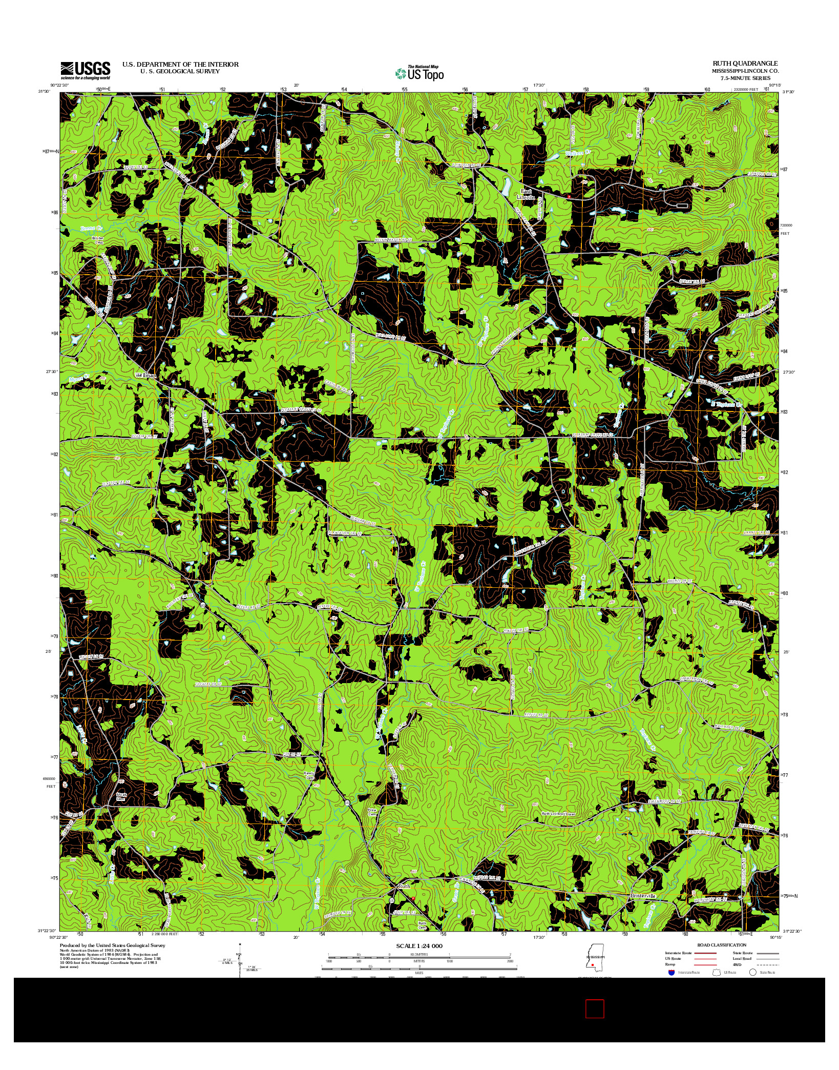 USGS US TOPO 7.5-MINUTE MAP FOR RUTH, MS 2012