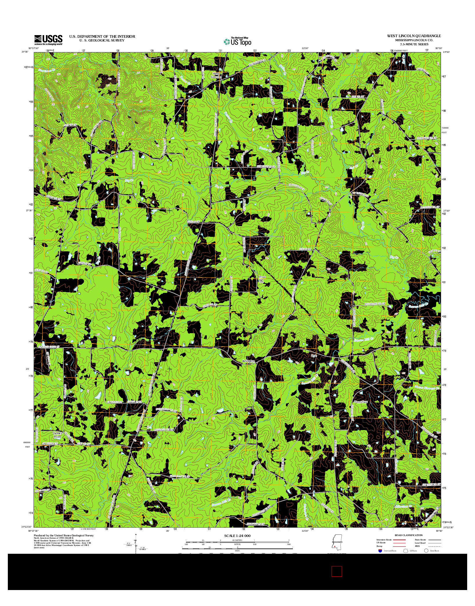 USGS US TOPO 7.5-MINUTE MAP FOR WEST LINCOLN, MS 2012