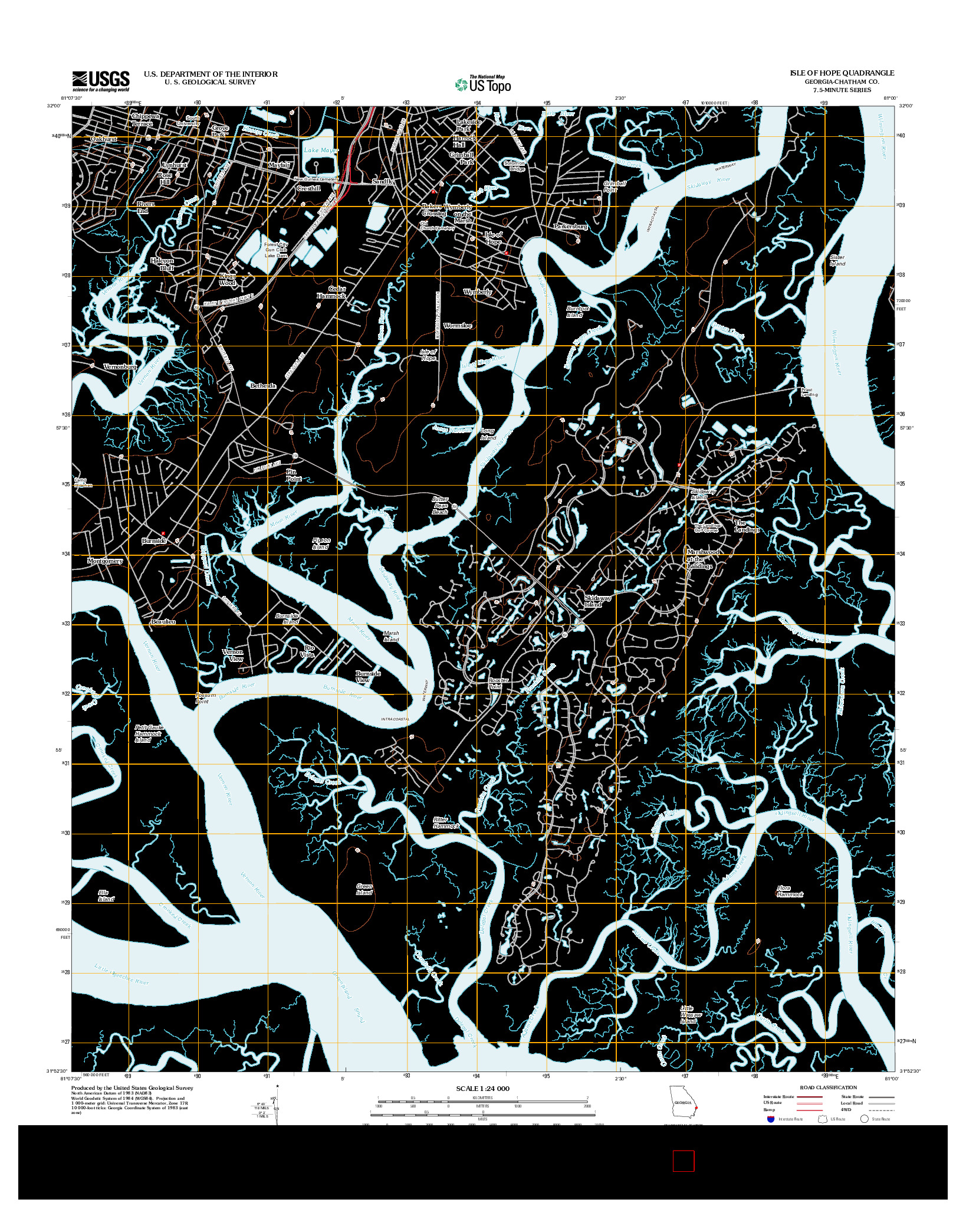 USGS US TOPO 7.5-MINUTE MAP FOR ISLE OF HOPE, GA 2012