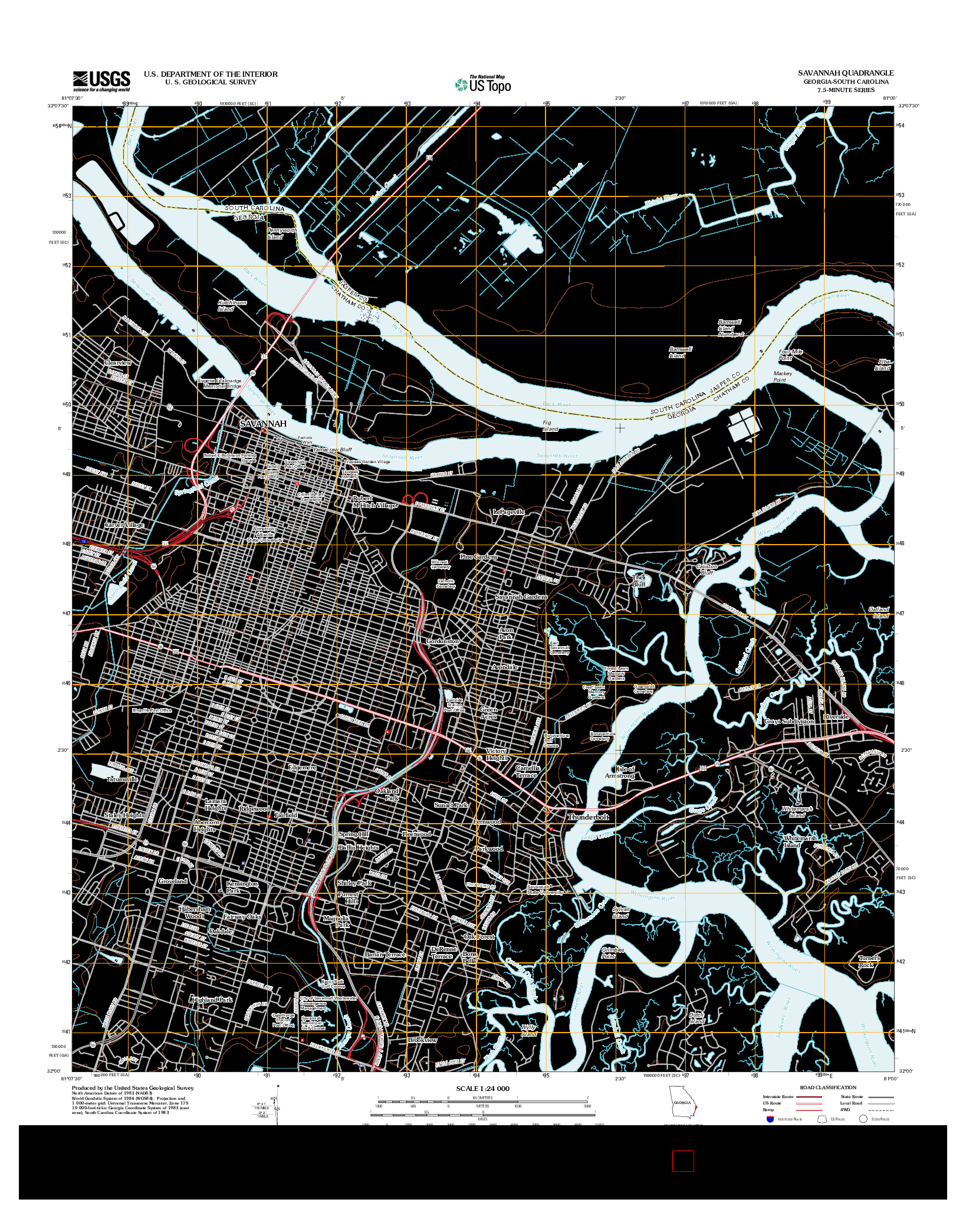 USGS US TOPO 7.5-MINUTE MAP FOR SAVANNAH, GA-SC 2012