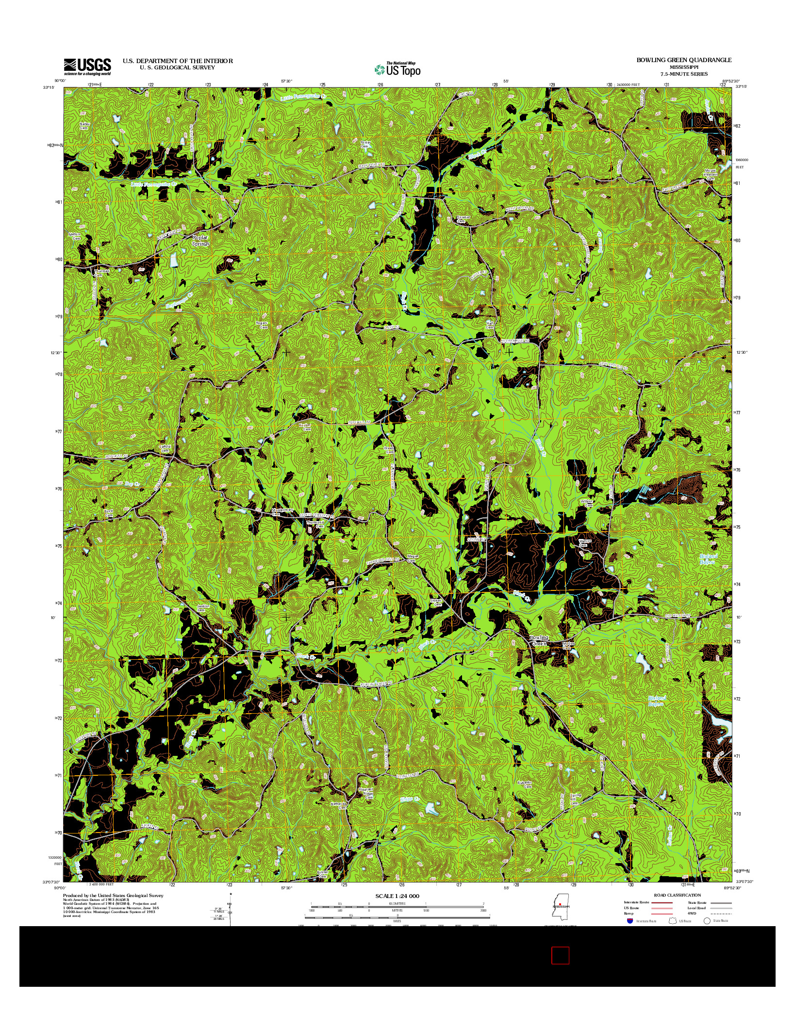 USGS US TOPO 7.5-MINUTE MAP FOR BOWLING GREEN, MS 2012