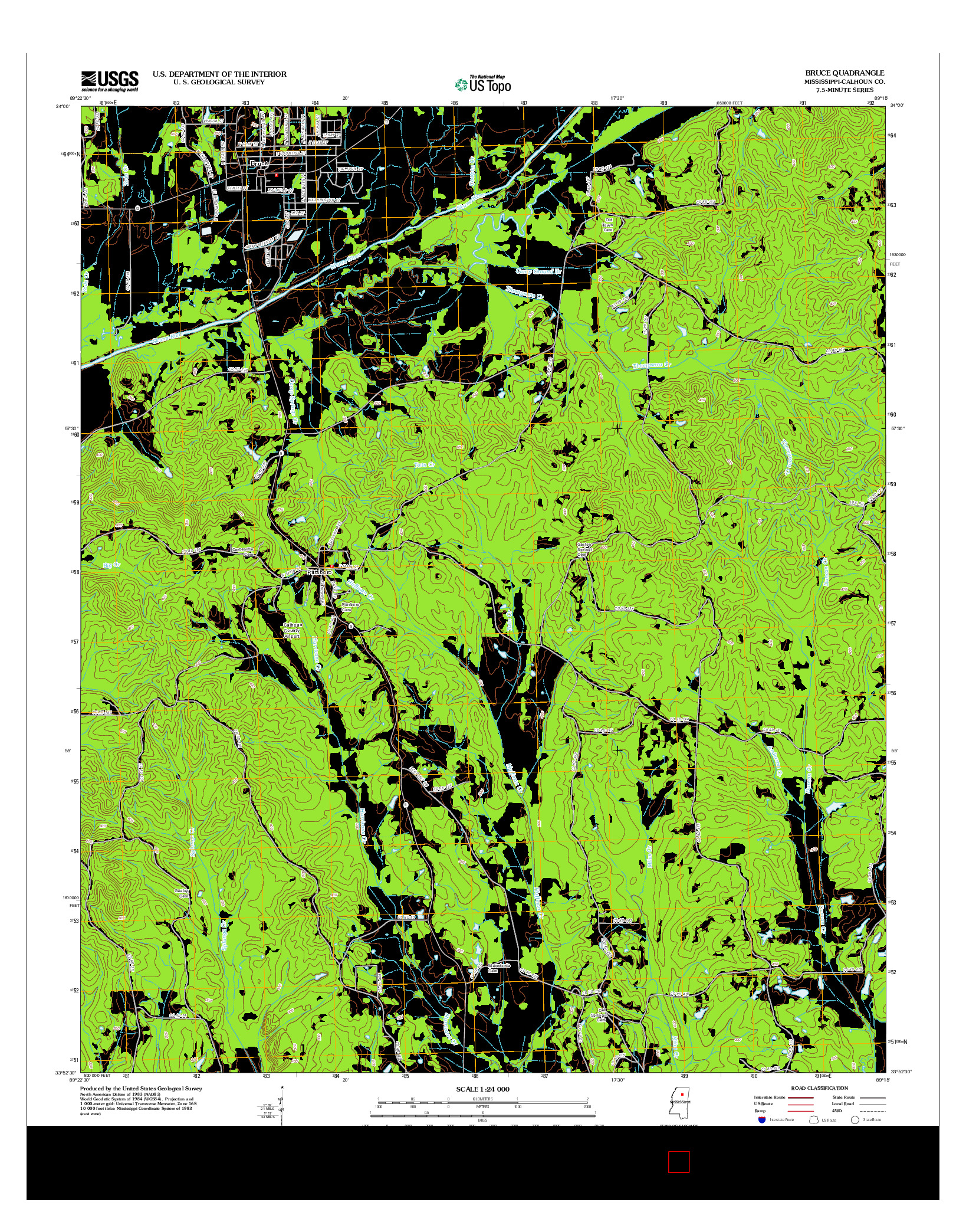 USGS US TOPO 7.5-MINUTE MAP FOR BRUCE, MS 2012
