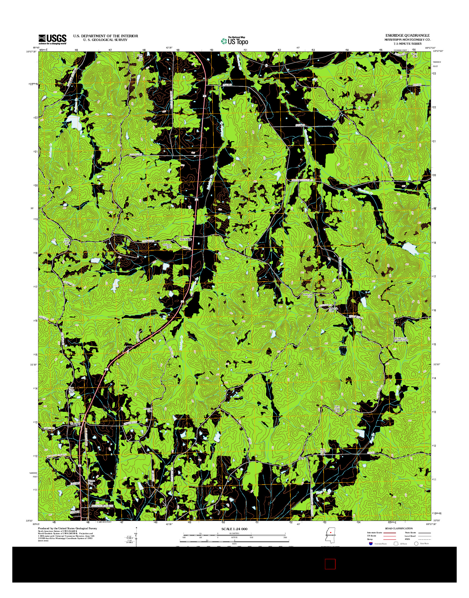 USGS US TOPO 7.5-MINUTE MAP FOR ESKRIDGE, MS 2012