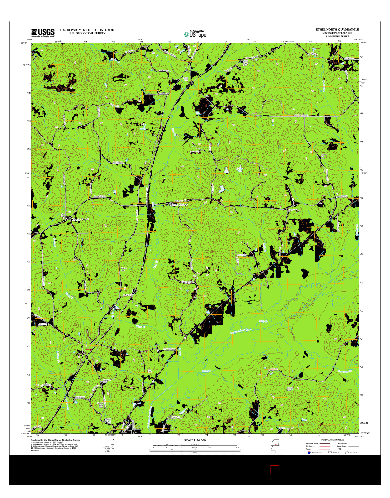 USGS US TOPO 7.5-MINUTE MAP FOR ETHEL NORTH, MS 2012