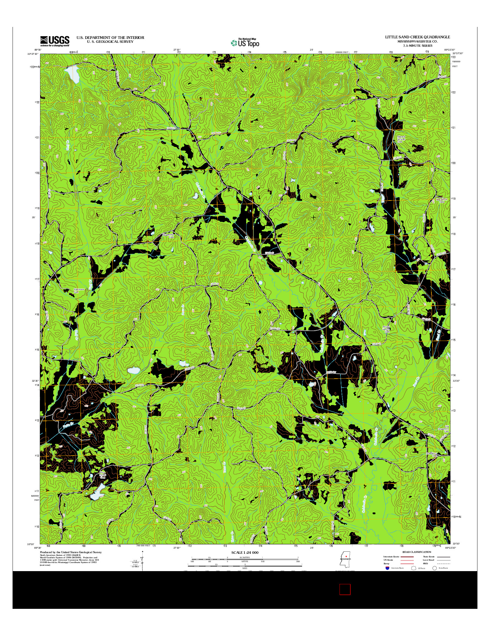USGS US TOPO 7.5-MINUTE MAP FOR LITTLE SAND CREEK, MS 2012