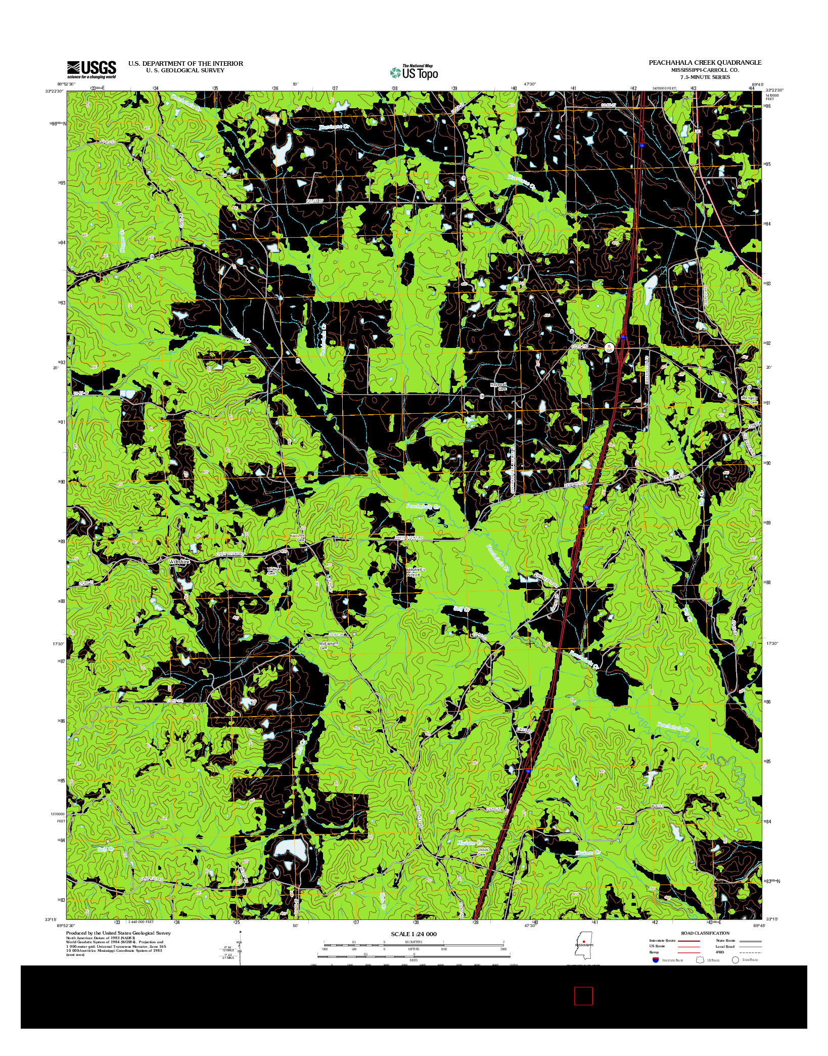 USGS US TOPO 7.5-MINUTE MAP FOR PEACHAHALA CREEK, MS 2012