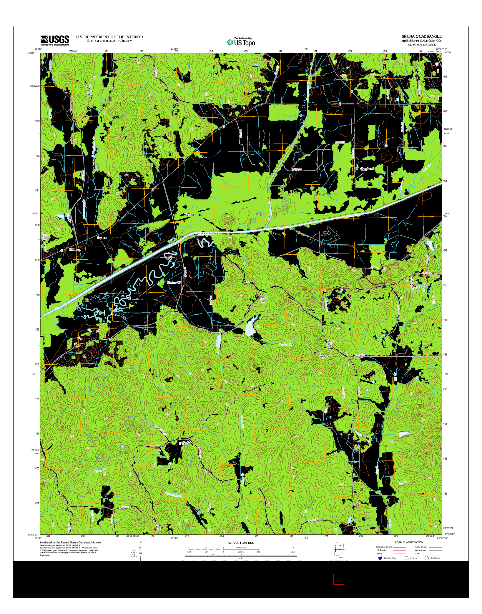 USGS US TOPO 7.5-MINUTE MAP FOR SKUNA, MS 2012