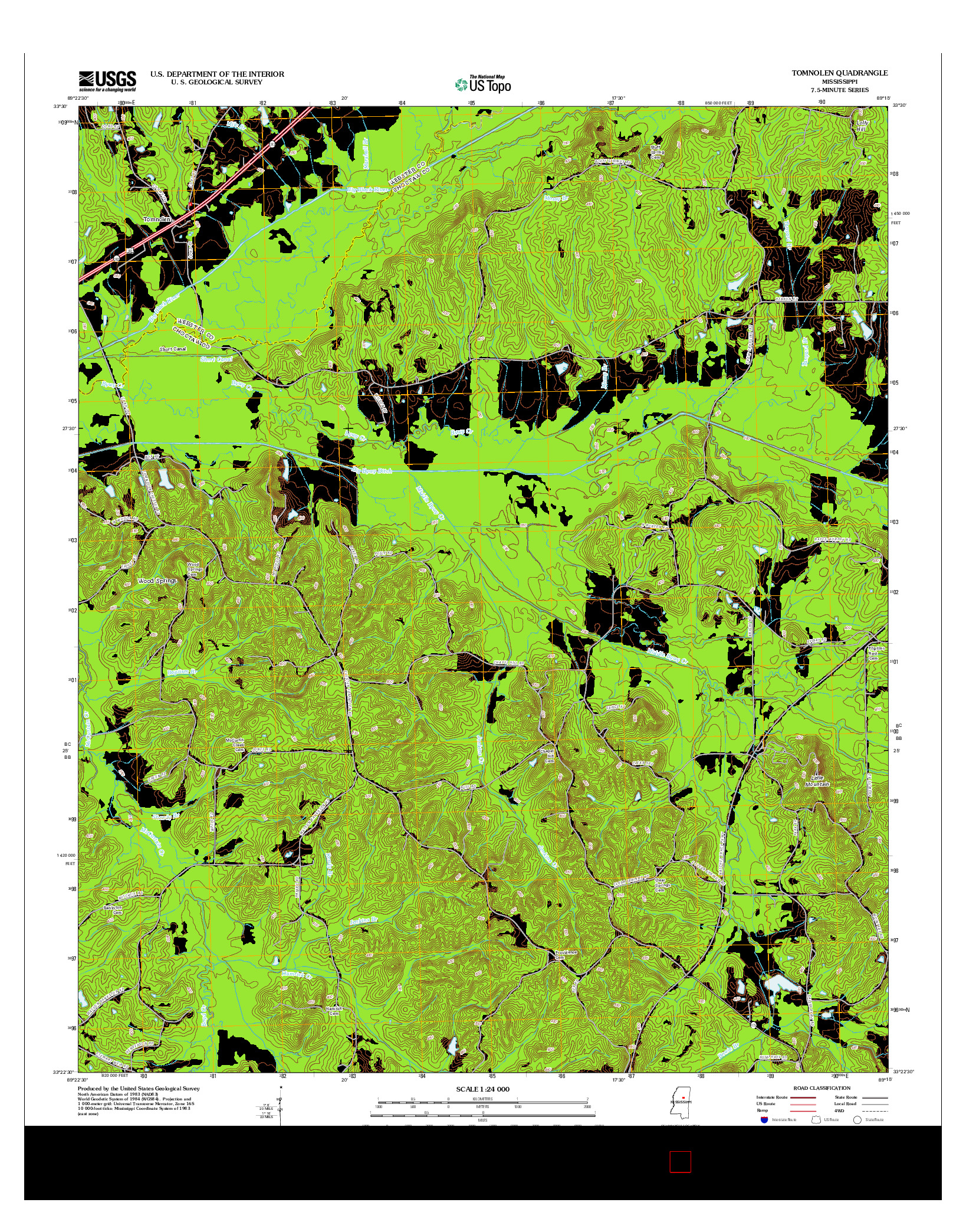 USGS US TOPO 7.5-MINUTE MAP FOR TOMNOLEN, MS 2012