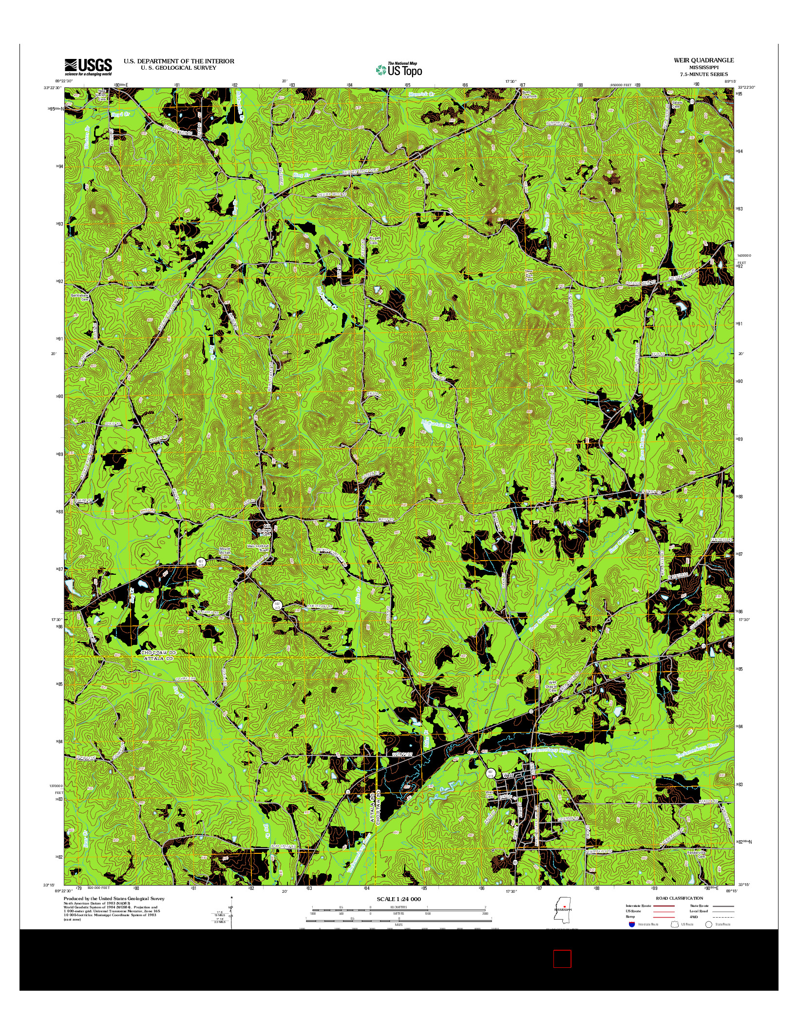 USGS US TOPO 7.5-MINUTE MAP FOR WEIR, MS 2012