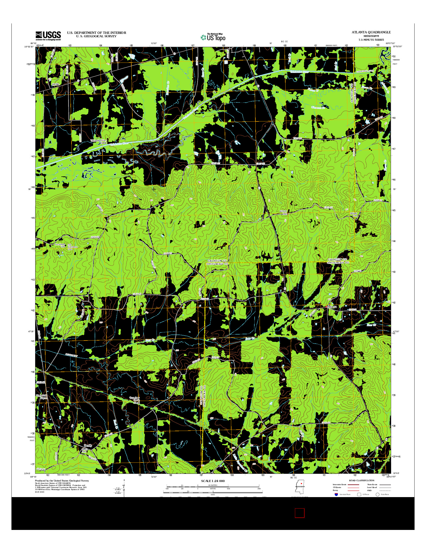 USGS US TOPO 7.5-MINUTE MAP FOR ATLANTA, MS 2012