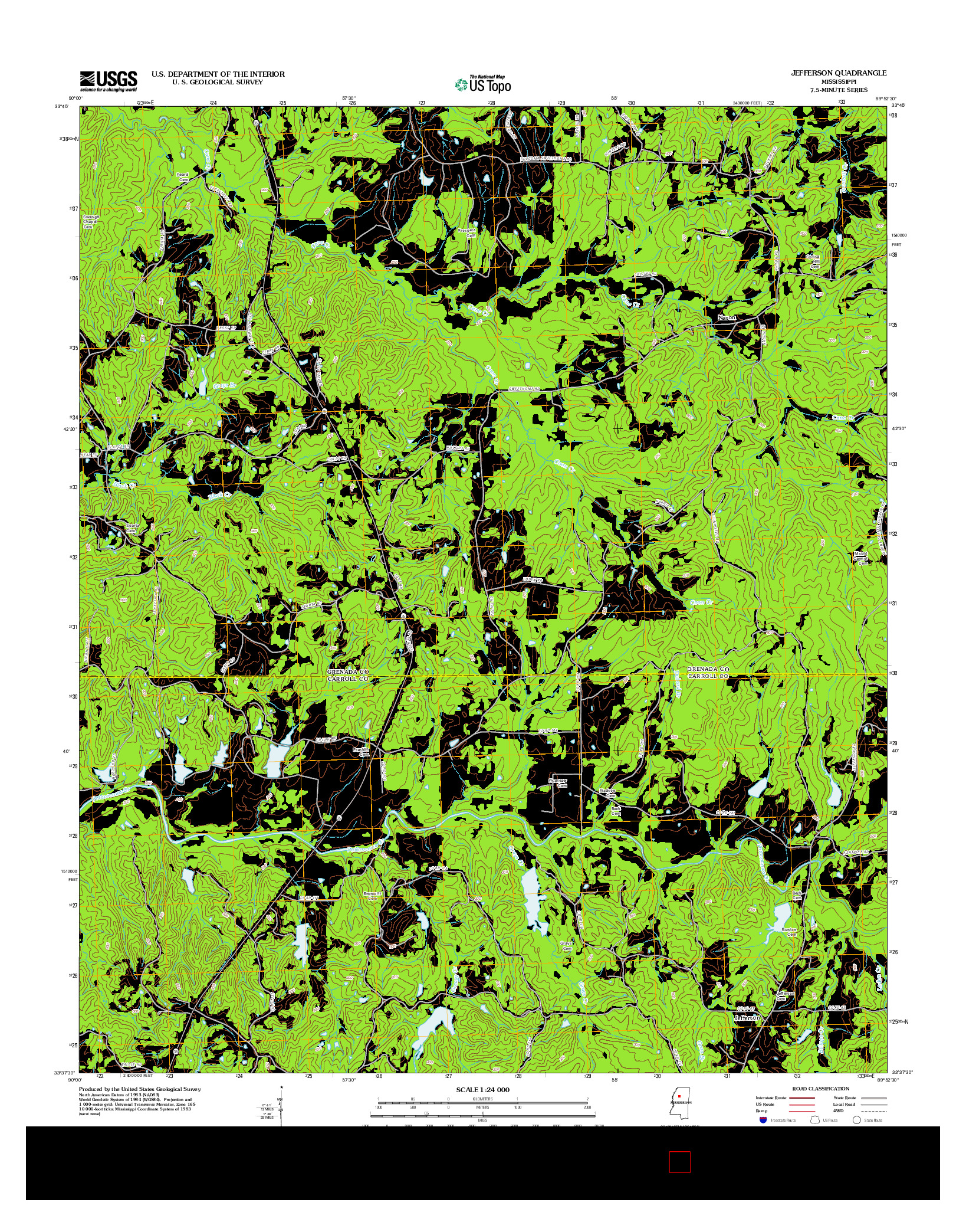 USGS US TOPO 7.5-MINUTE MAP FOR JEFFERSON, MS 2012