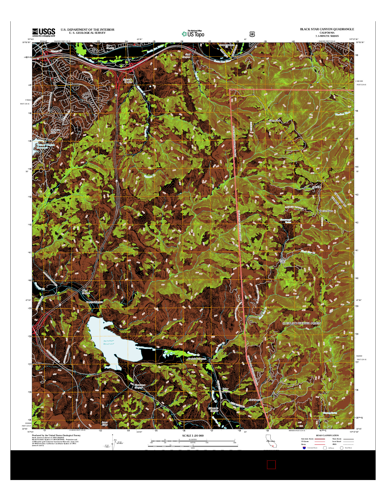 USGS US TOPO 7.5-MINUTE MAP FOR BLACK STAR CANYON, CA 2012