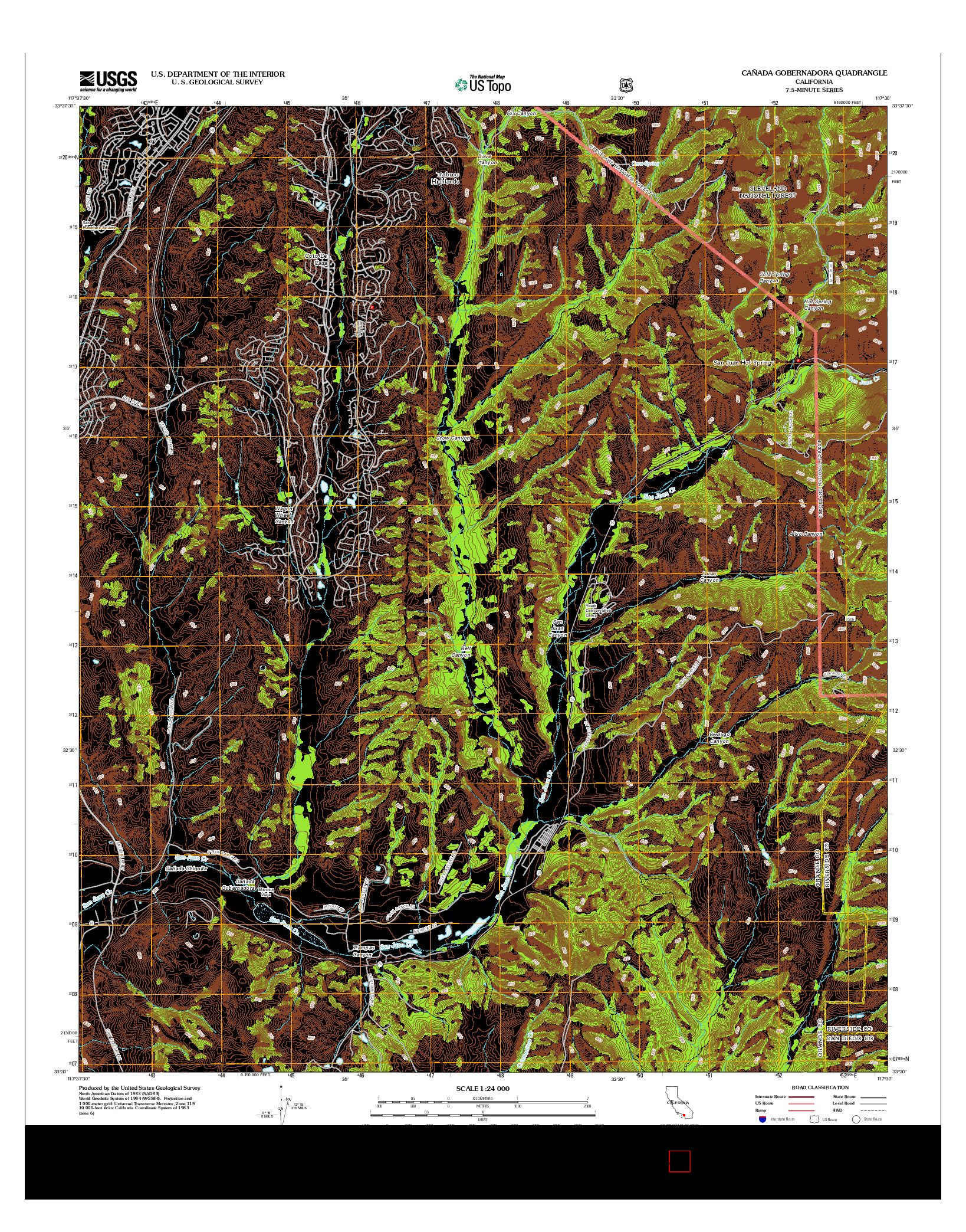 USGS US TOPO 7.5-MINUTE MAP FOR CAñADA GOBERNADORA, CA 2012