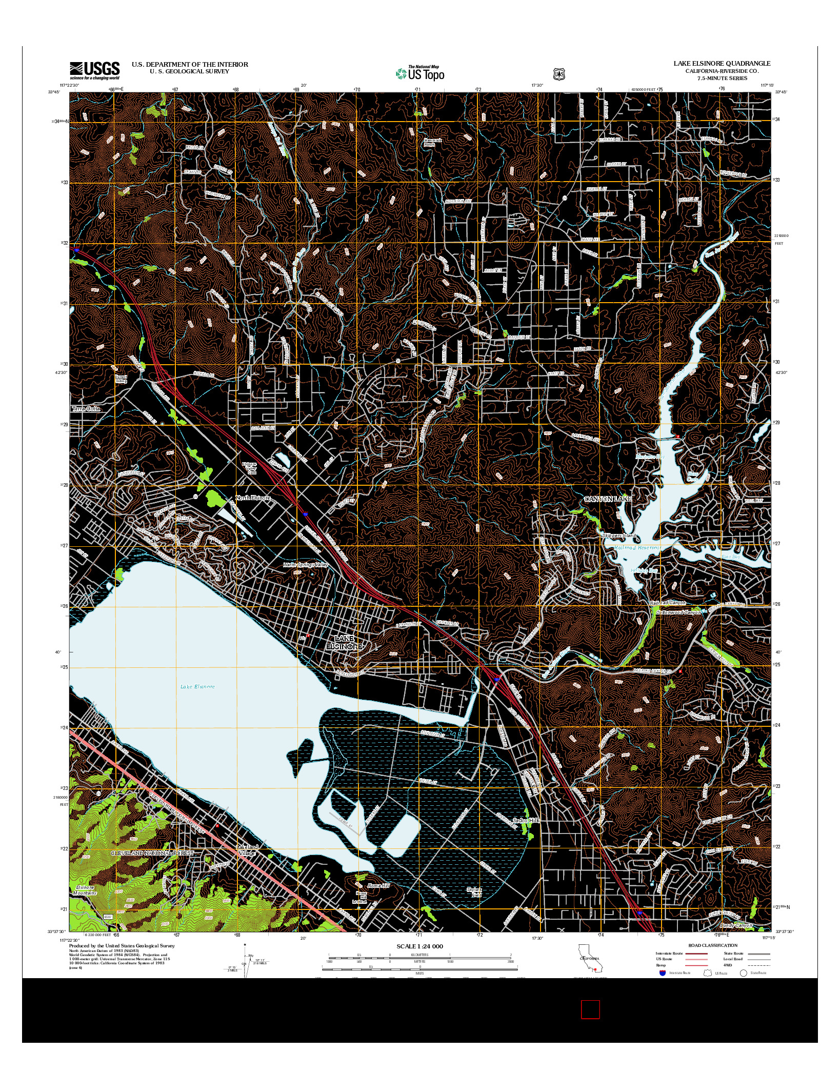USGS US TOPO 7.5-MINUTE MAP FOR LAKE ELSINORE, CA 2012