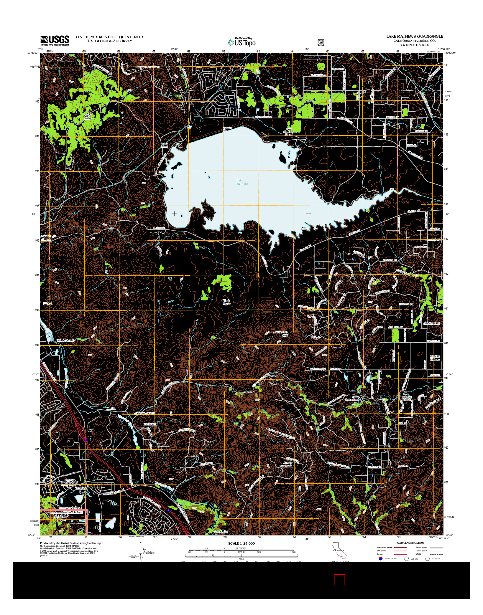 USGS US TOPO 7.5-MINUTE MAP FOR LAKE MATHEWS, CA 2012