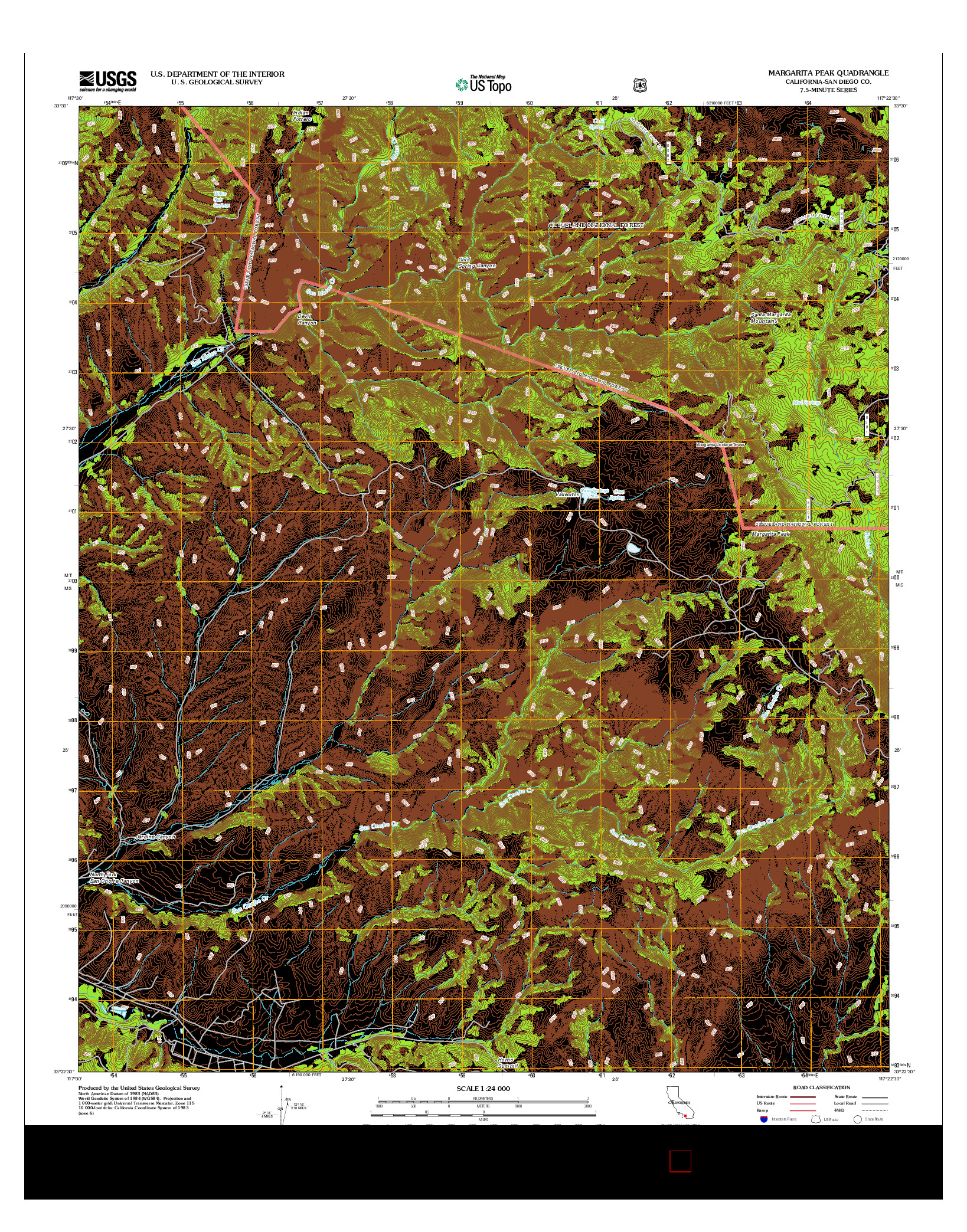 USGS US TOPO 7.5-MINUTE MAP FOR MARGARITA PEAK, CA 2012