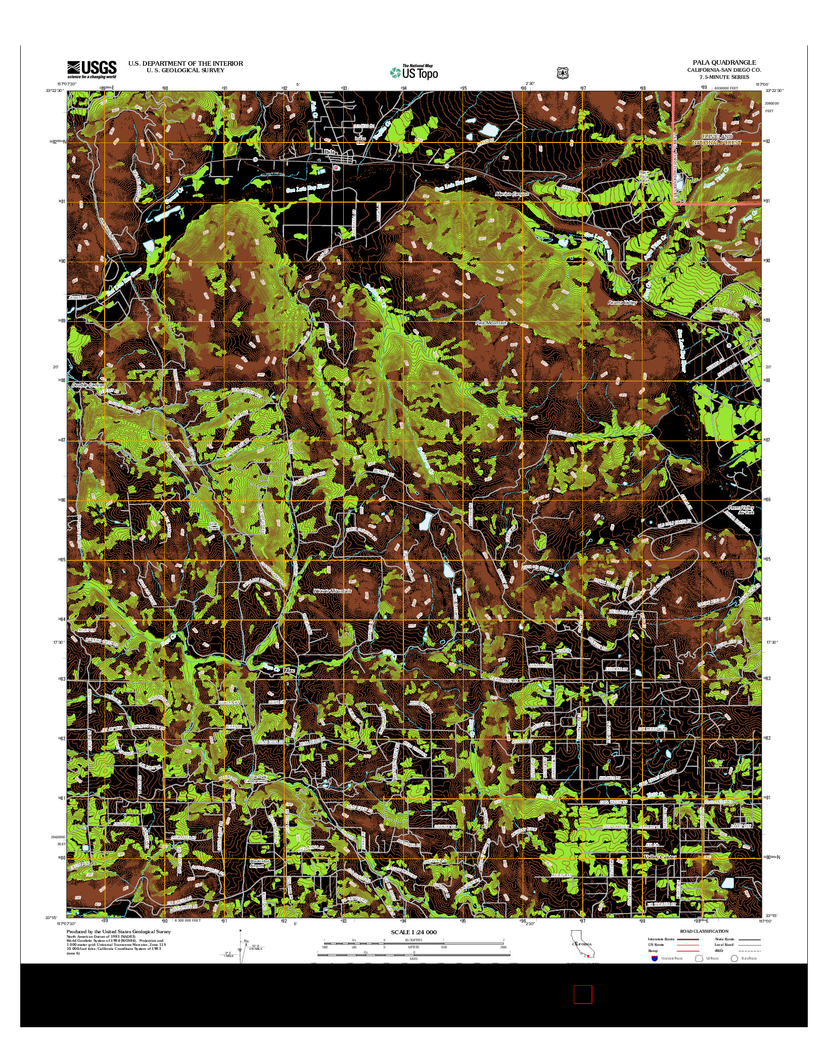 USGS US TOPO 7.5-MINUTE MAP FOR PALA, CA 2012