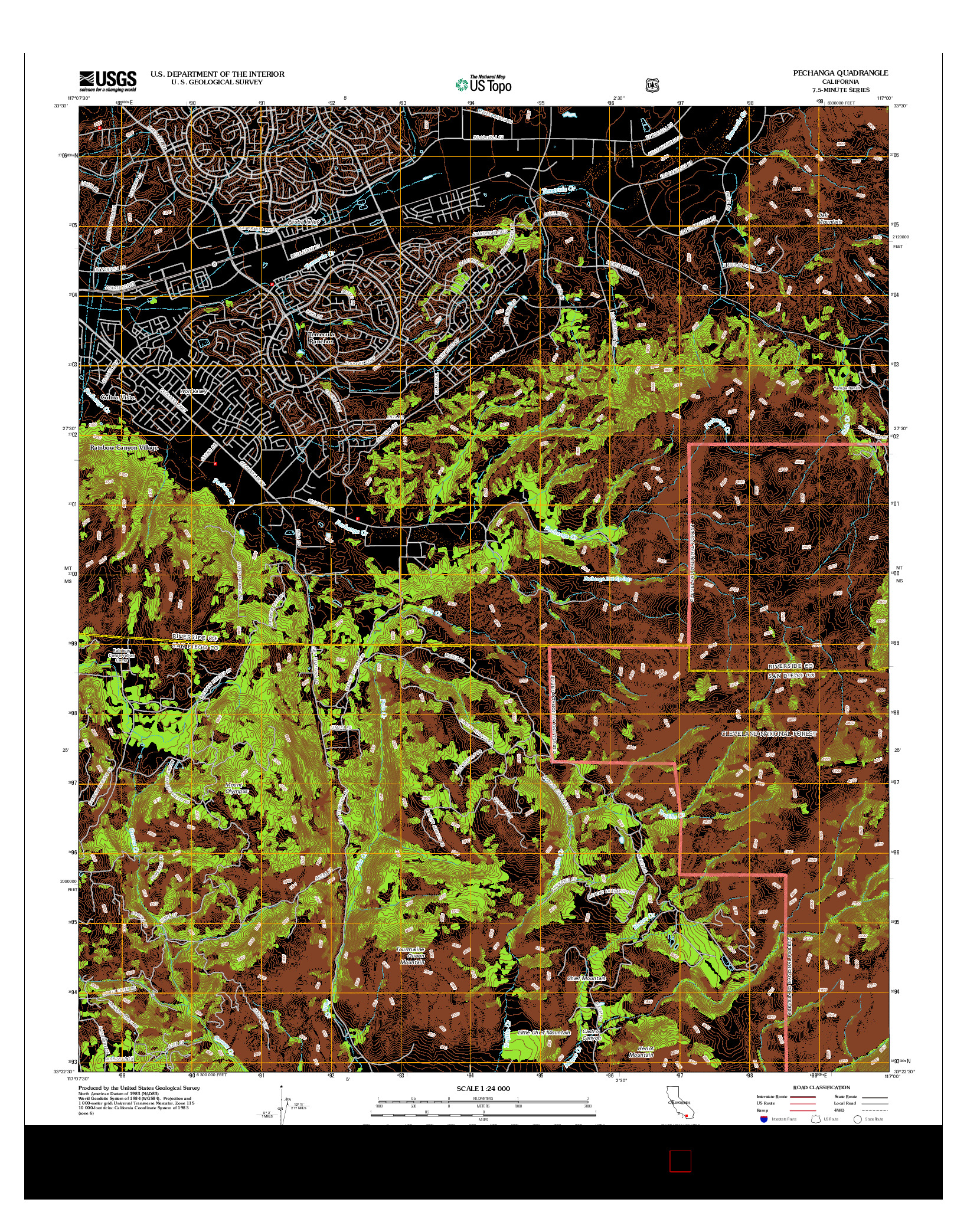 USGS US TOPO 7.5-MINUTE MAP FOR PECHANGA, CA 2012