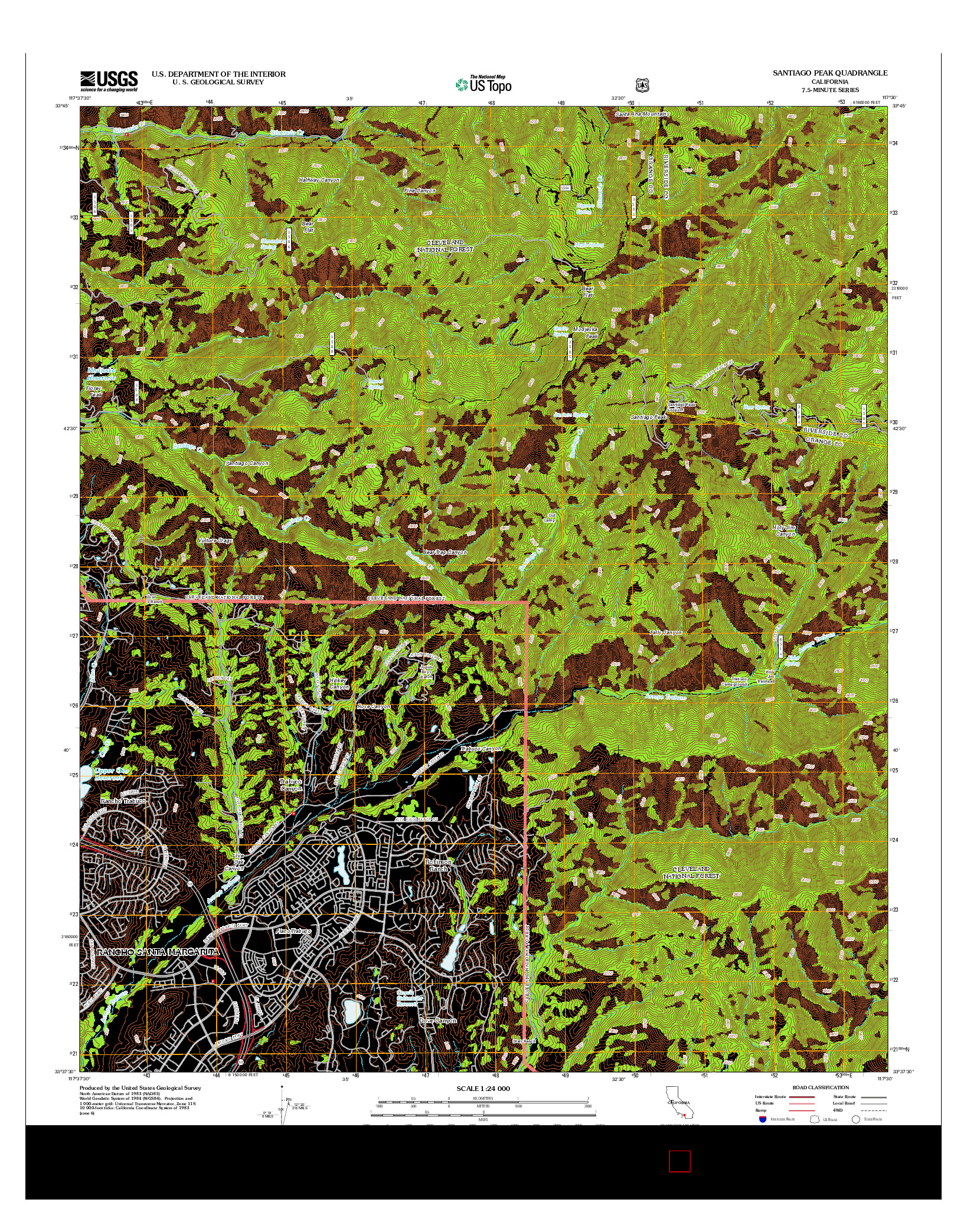 USGS US TOPO 7.5-MINUTE MAP FOR SANTIAGO PEAK, CA 2012