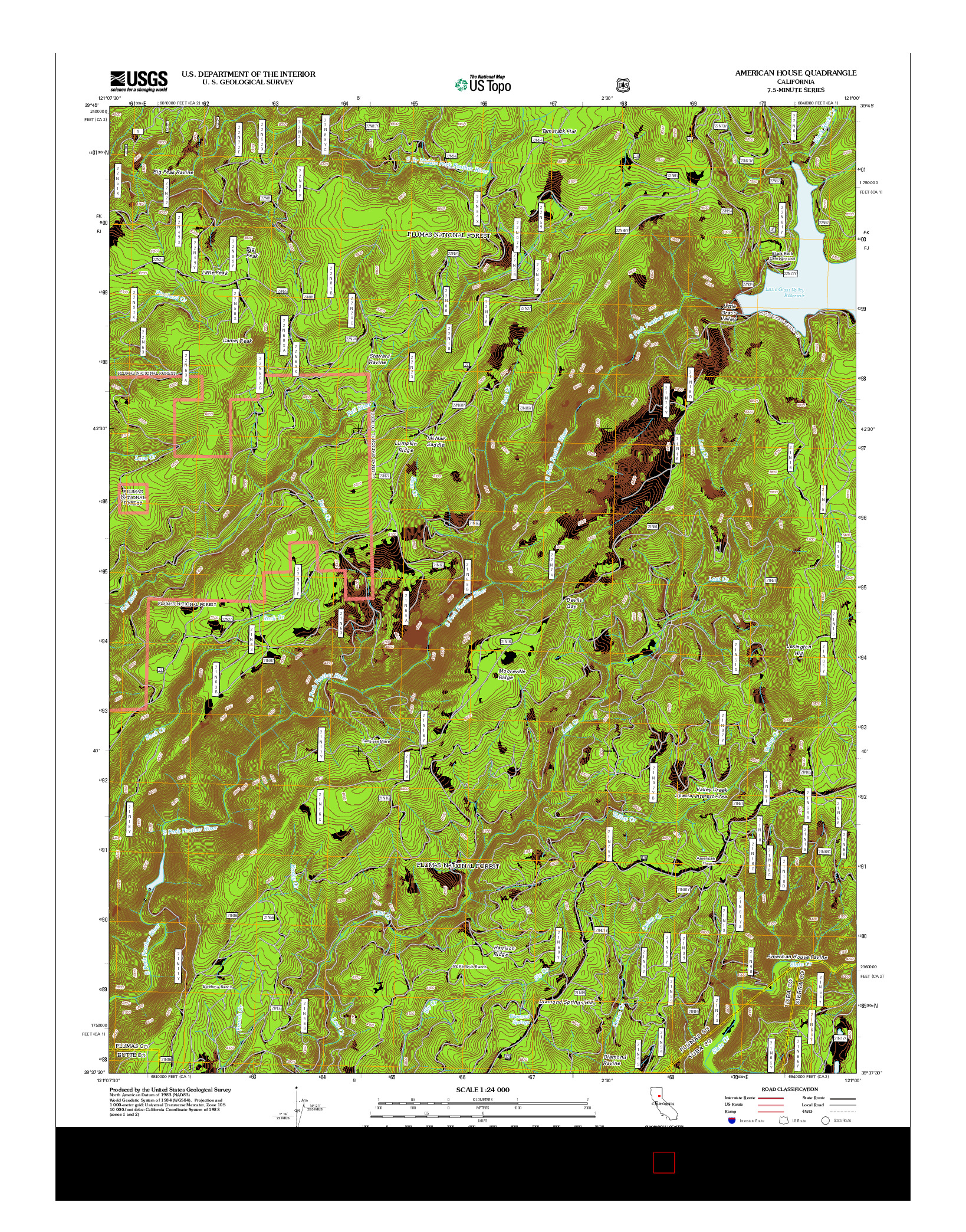 USGS US TOPO 7.5-MINUTE MAP FOR AMERICAN HOUSE, CA 2012